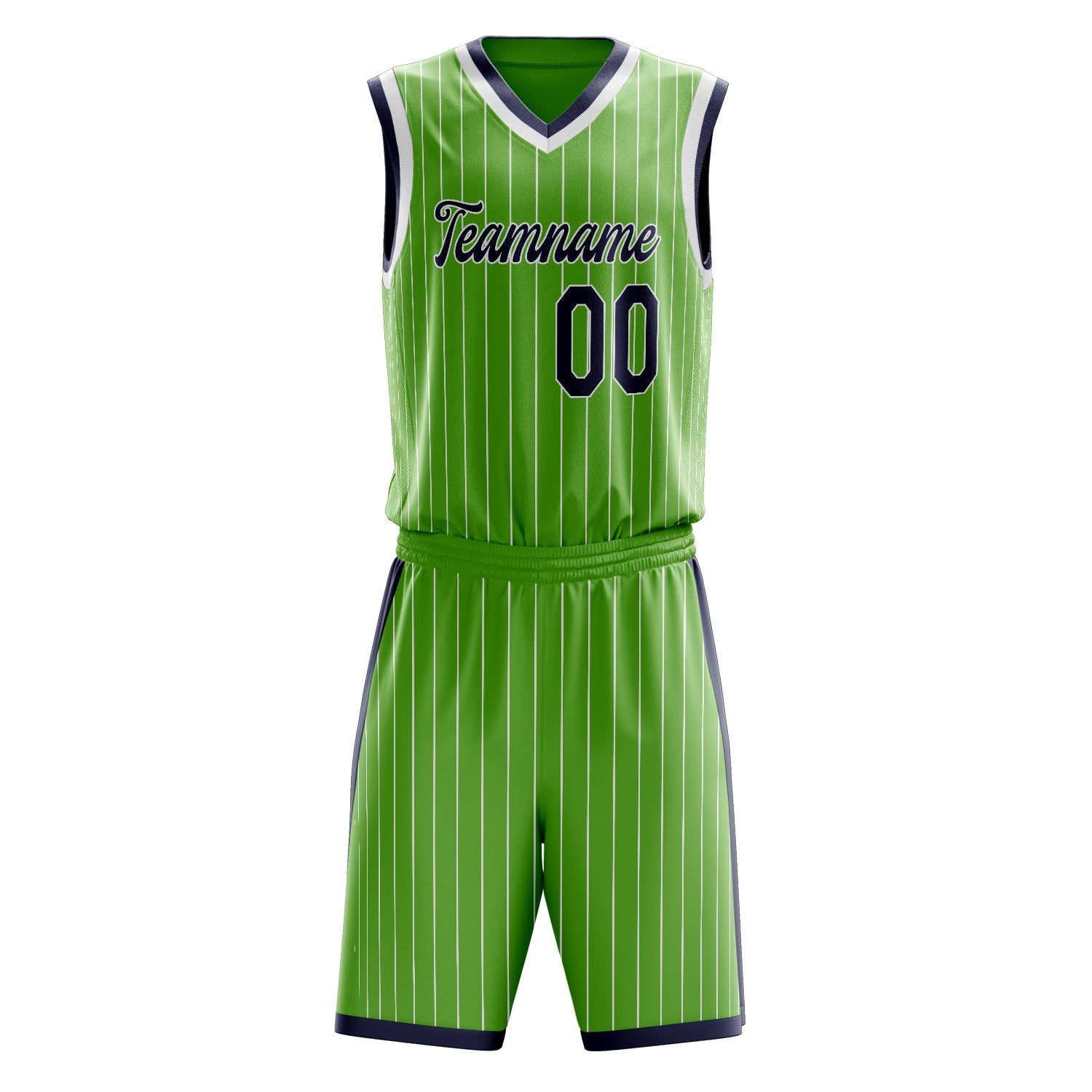 Custom Neon-Green Black Pinstripe Basketball Set