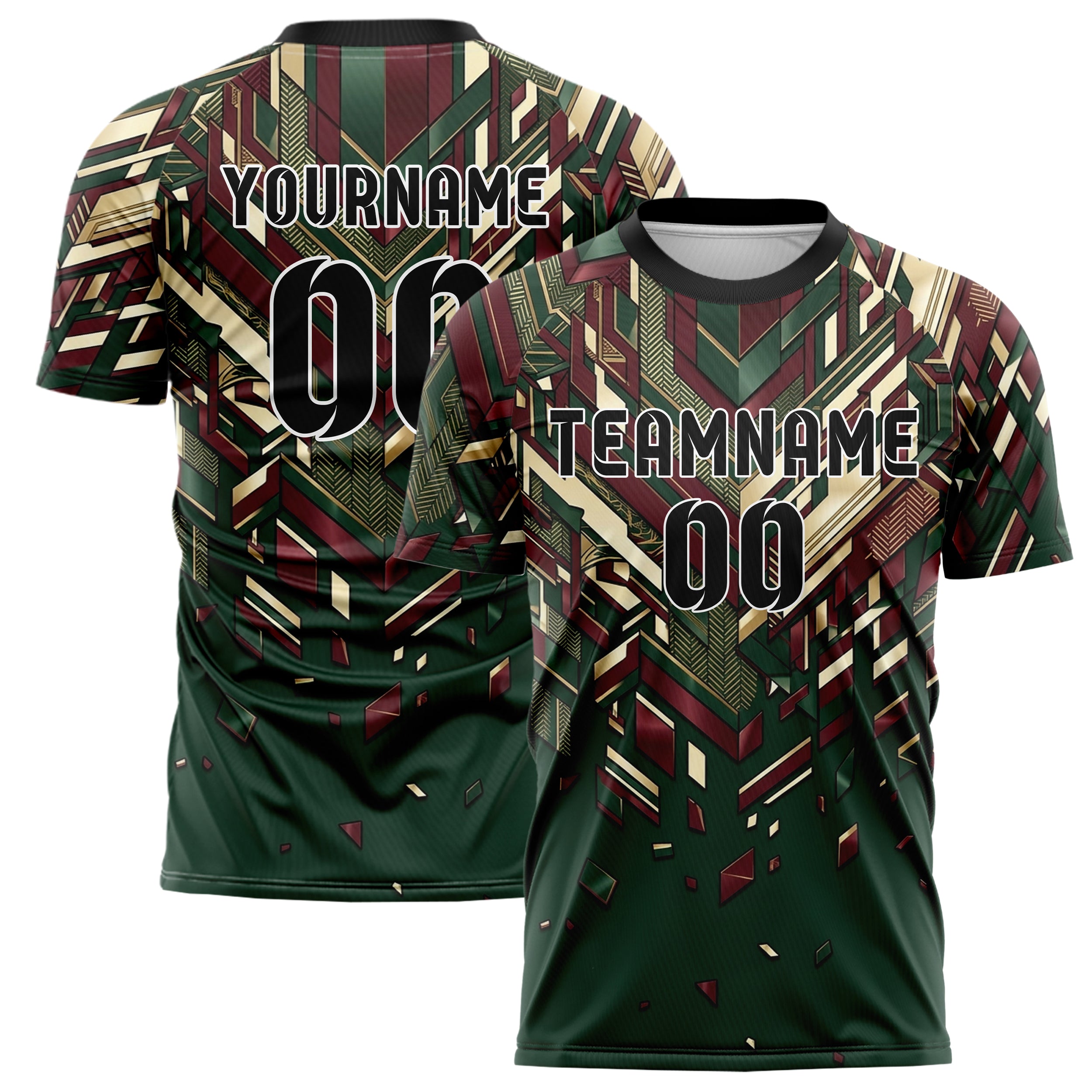 Forest Burgundy Cream Gold Collegiate Stripe Heritage Custom Soccer Jersey