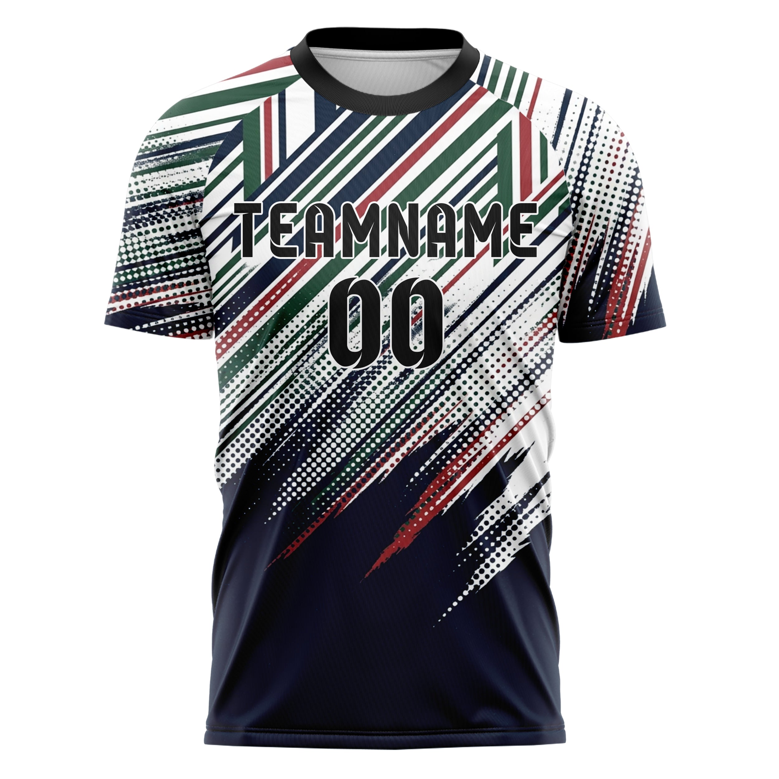 White Navy Hunter Green Red Rowing Blazer Lines Custom Soccer Jersey