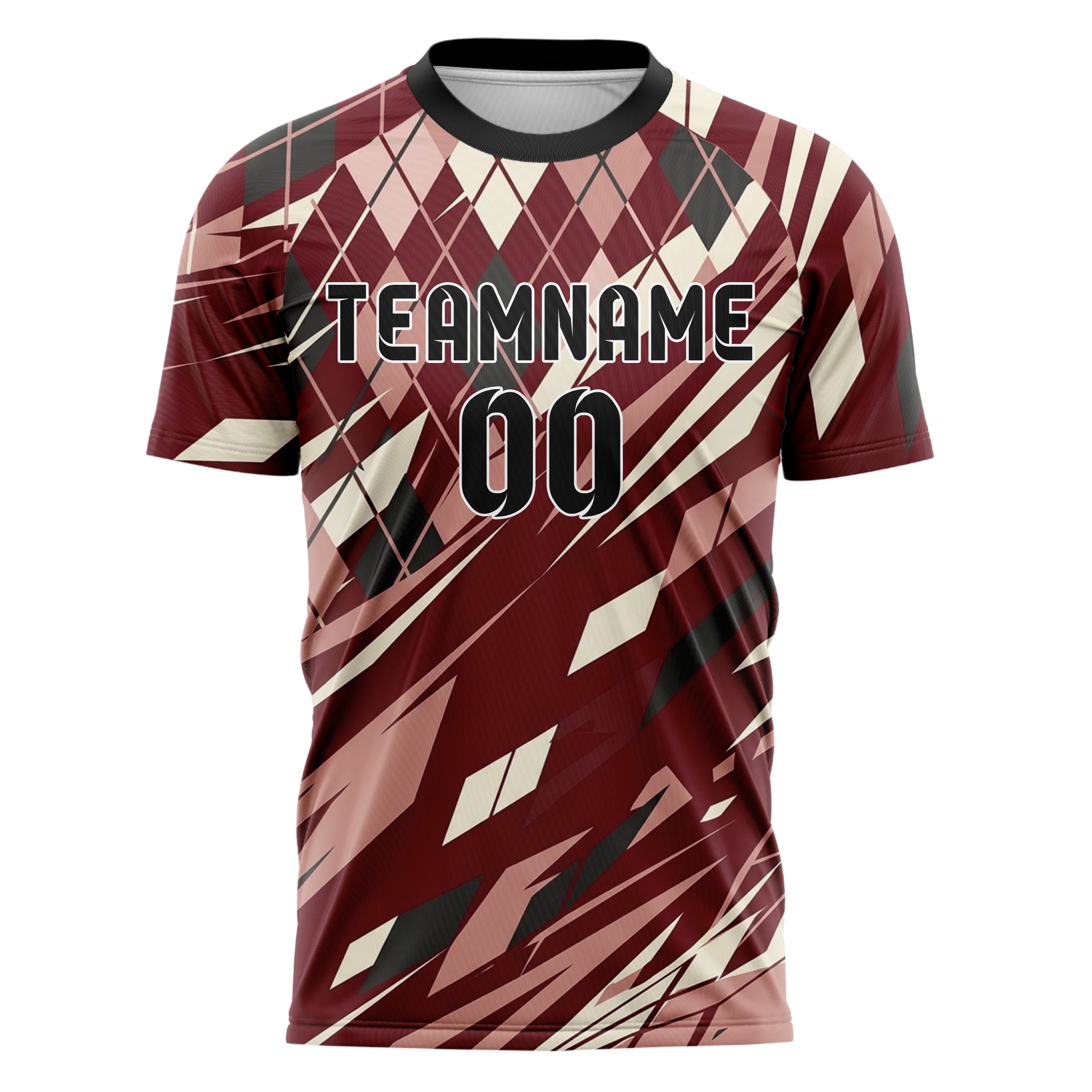 Oxblood Blush Cream Charcoal Varsity Argyle Fracture Custom Soccer Jersey