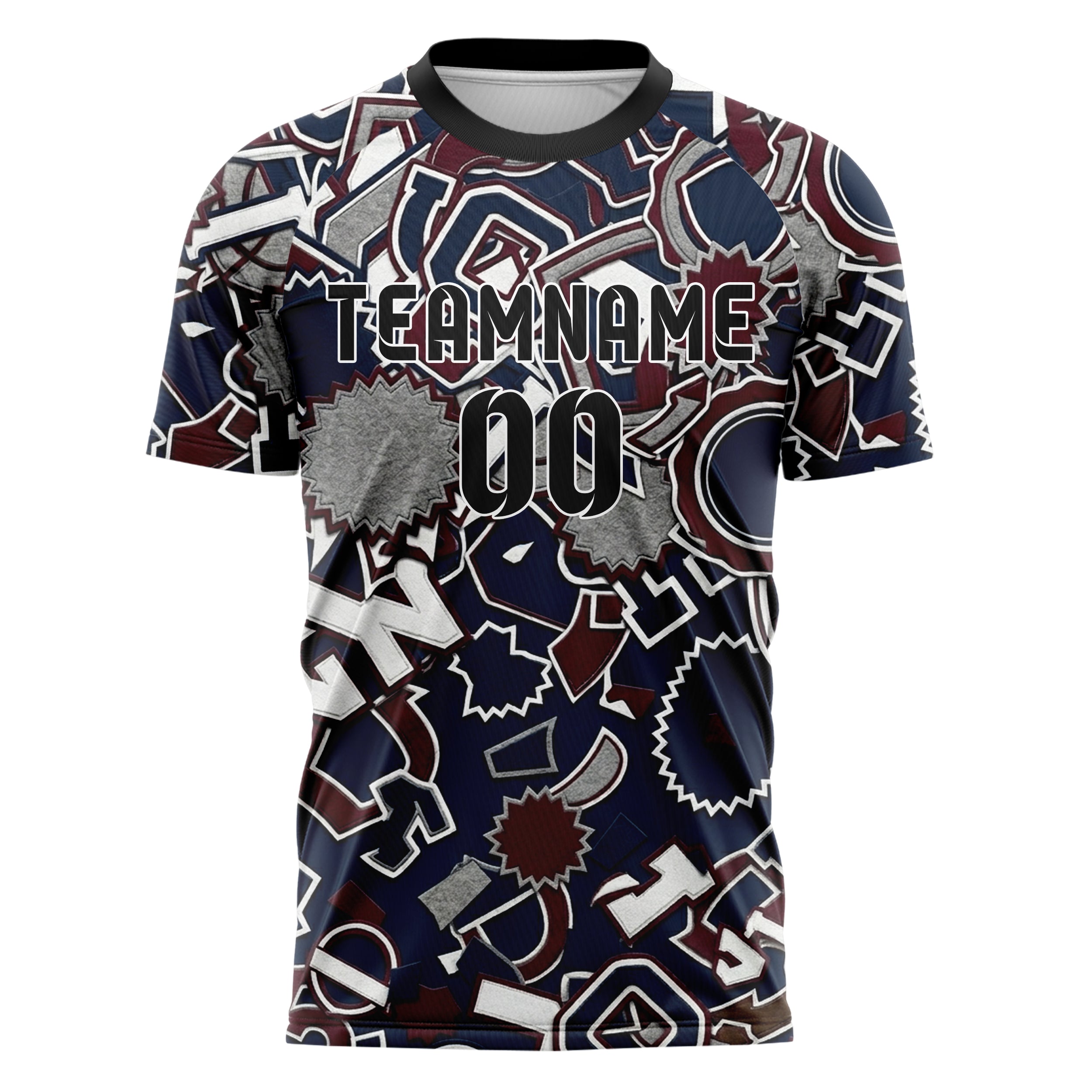 Navy White Maroon Grey Campus Patch Collage Custom Soccer Jersey