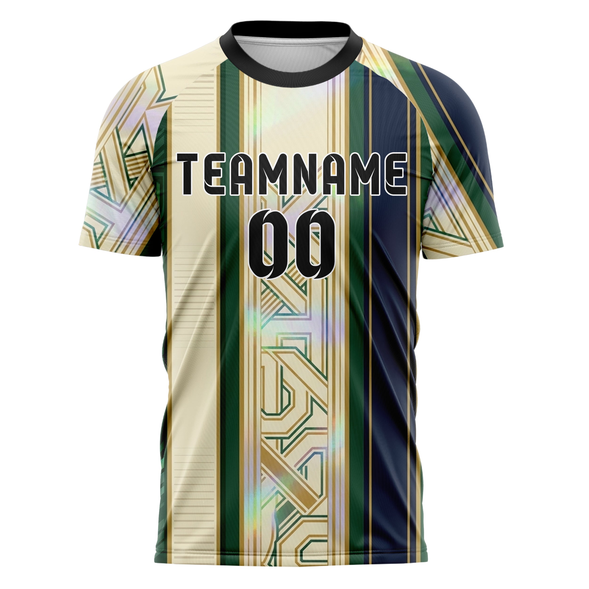 Hunter Green Cream Navy Old Gold Rugby Band Architecture Custom Soccer Jersey