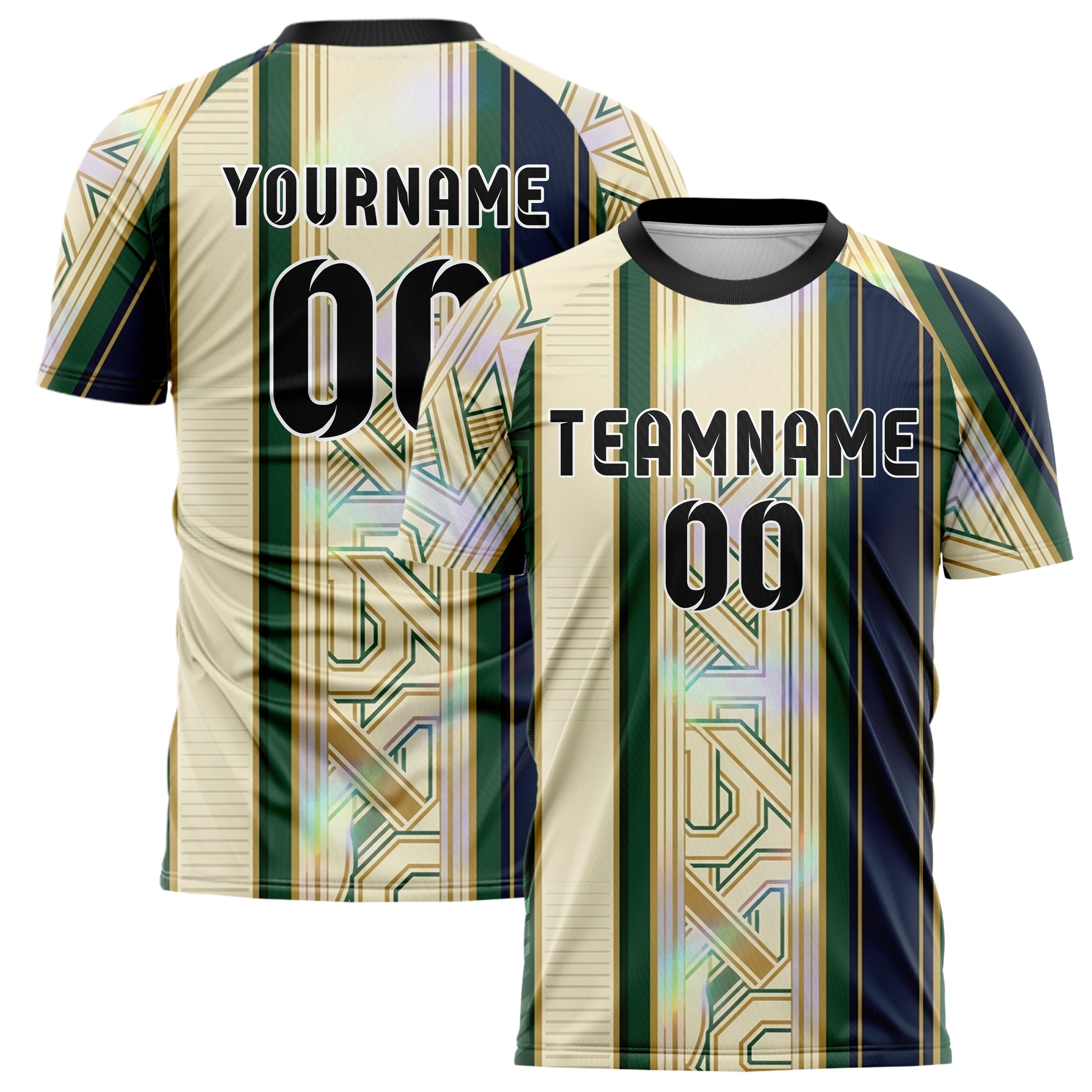 Hunter Green Cream Navy Old Gold Rugby Band Architecture Custom Soccer Jersey