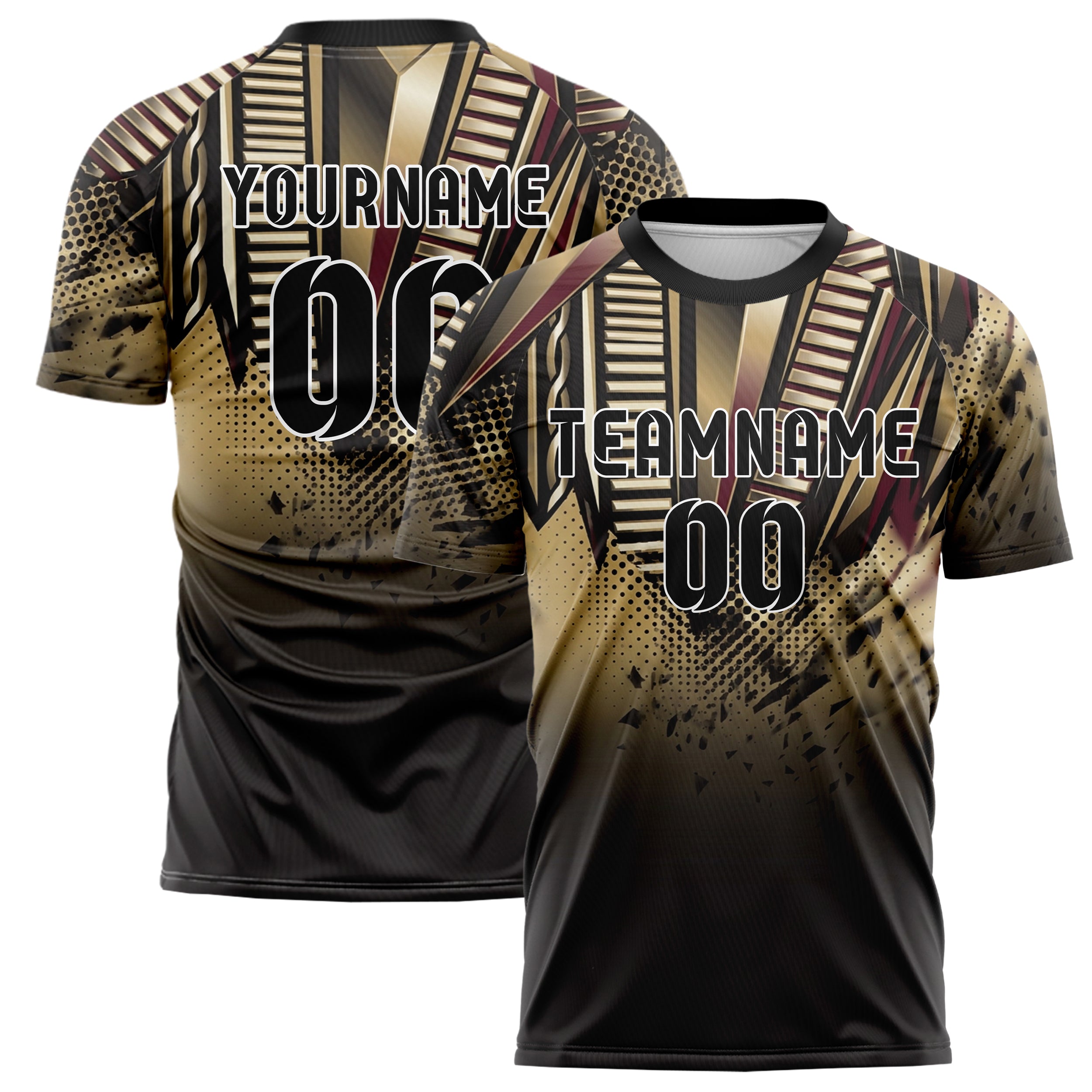 Black Gold Cream Burgundy Cableknit Athletic Rhythm Custom Soccer Jersey