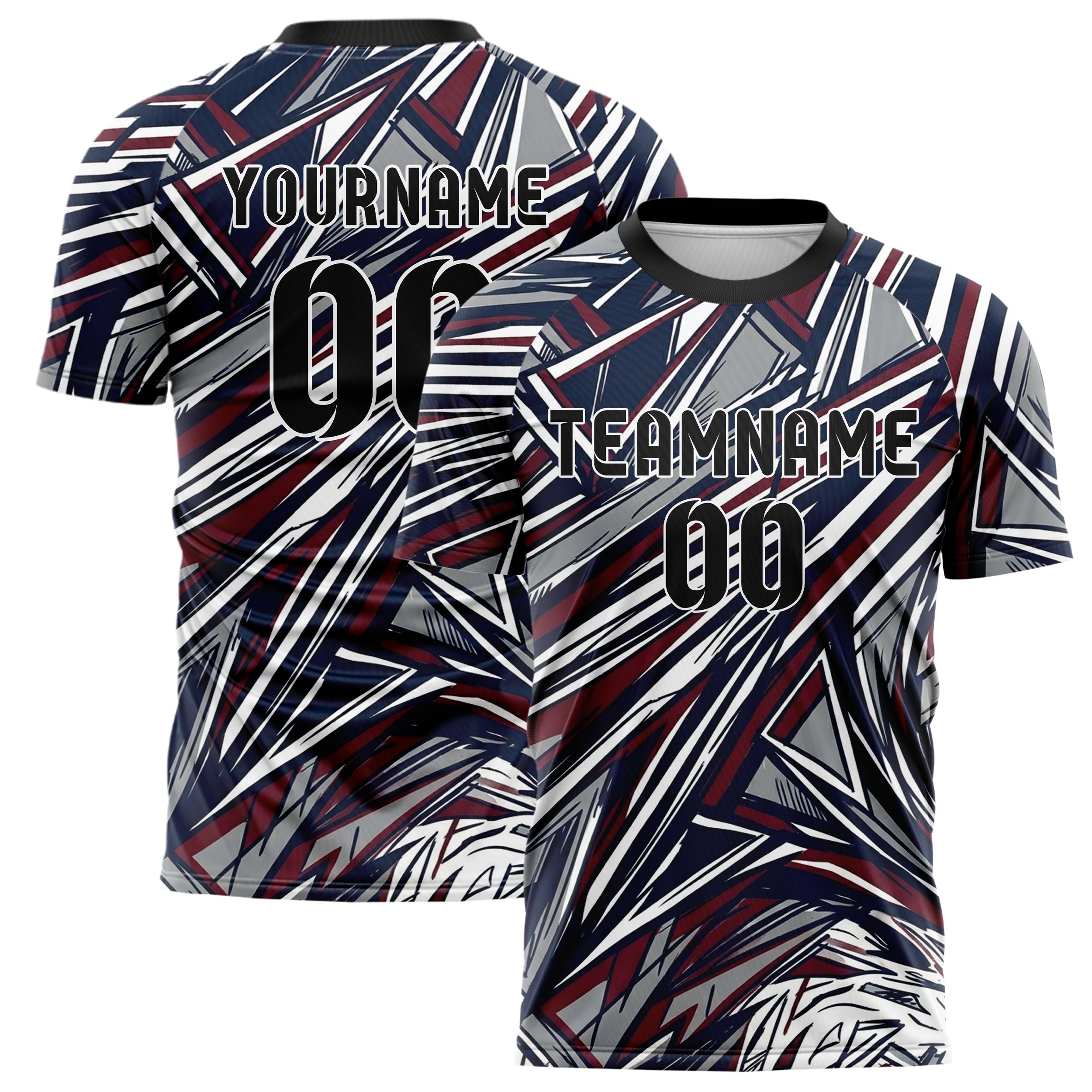 Navy White Maroon Grey Campus Banner Geometry Custom Soccer Jersey