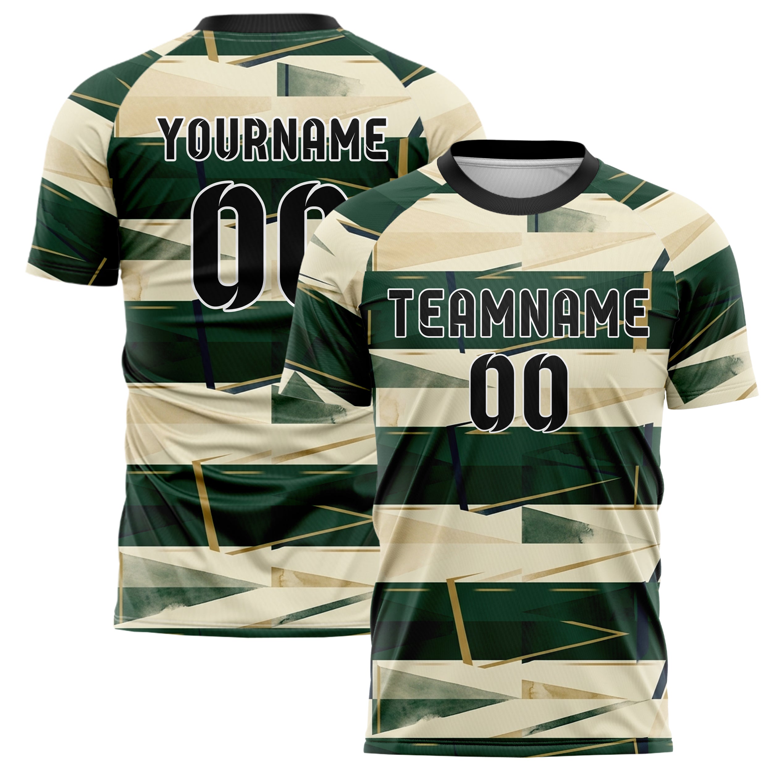 Hunter Green Cream Navy Old Gold Trophyroom Pennant Shards Custom Soccer Jersey