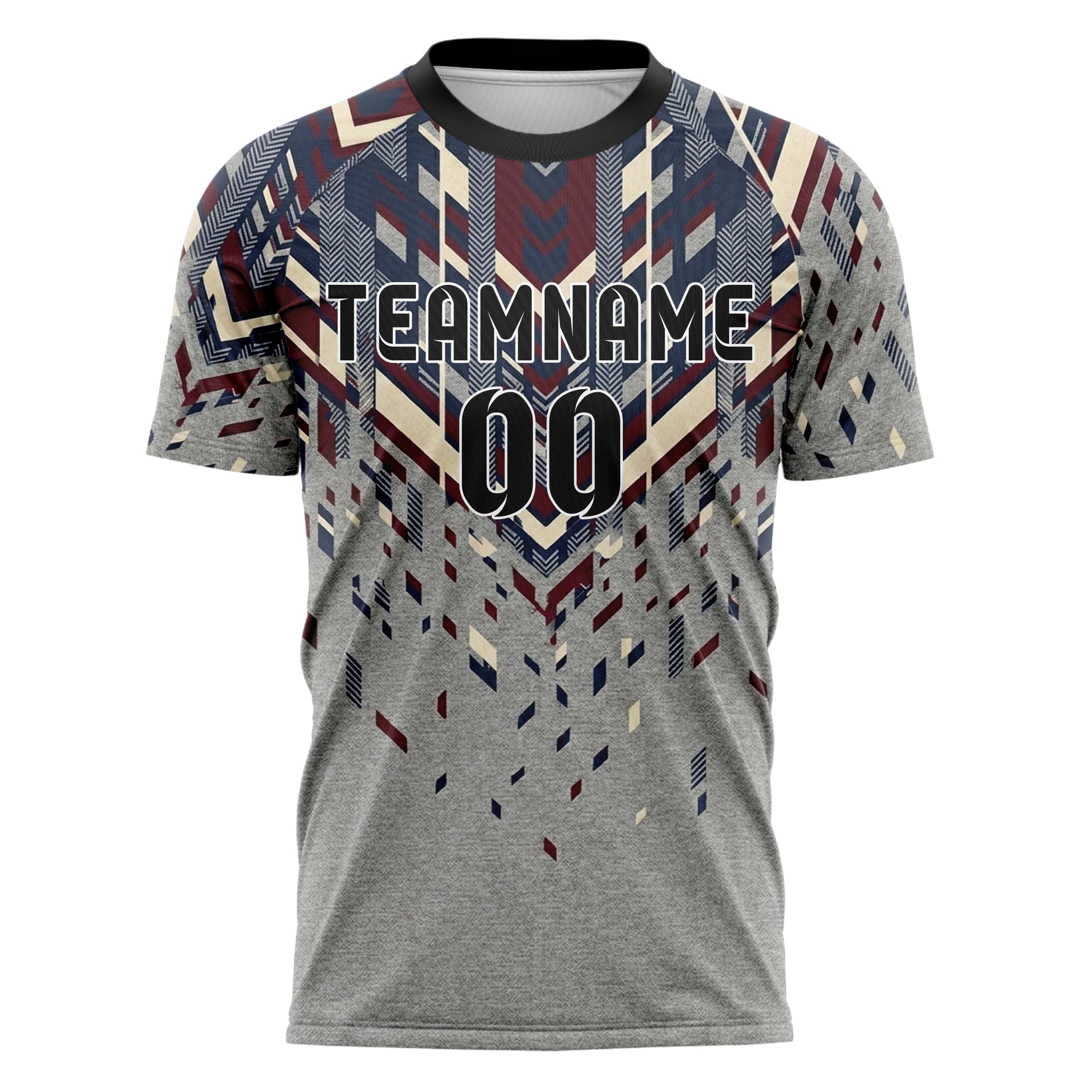 Heather Grey Navy Maroon Cream Collegiate Stripe Heritage Custom Soccer Jersey