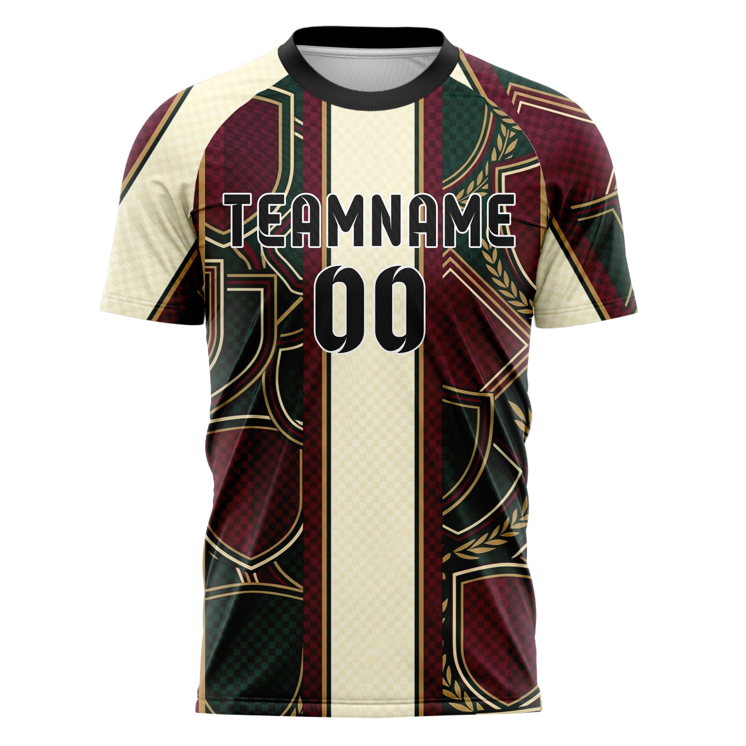 Forest Burgundy Cream Gold Crest Fragment Lattice Custom Soccer Jersey