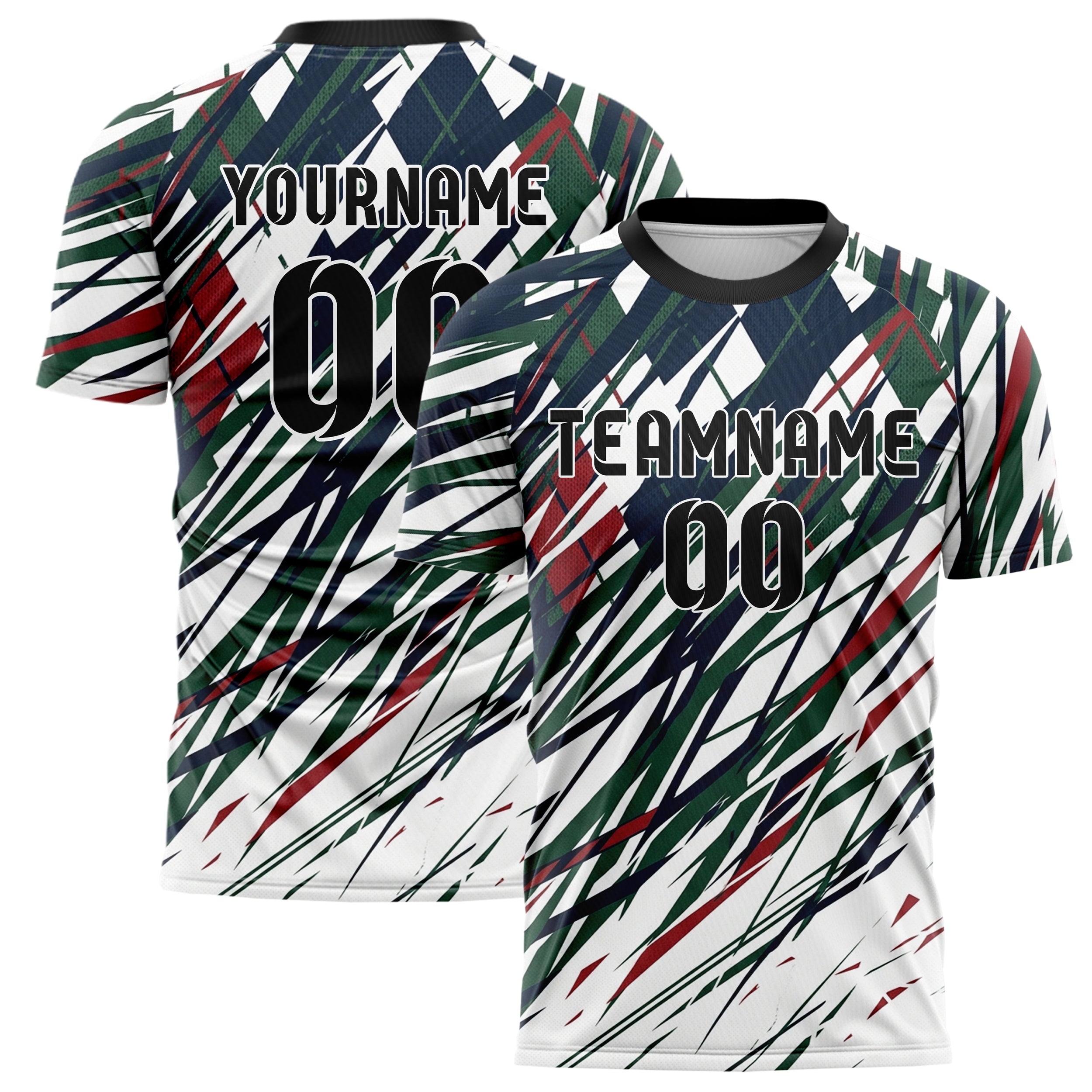 White Navy Hunter Green Red Varsity Argyle Fracture Custom Soccer Jersey