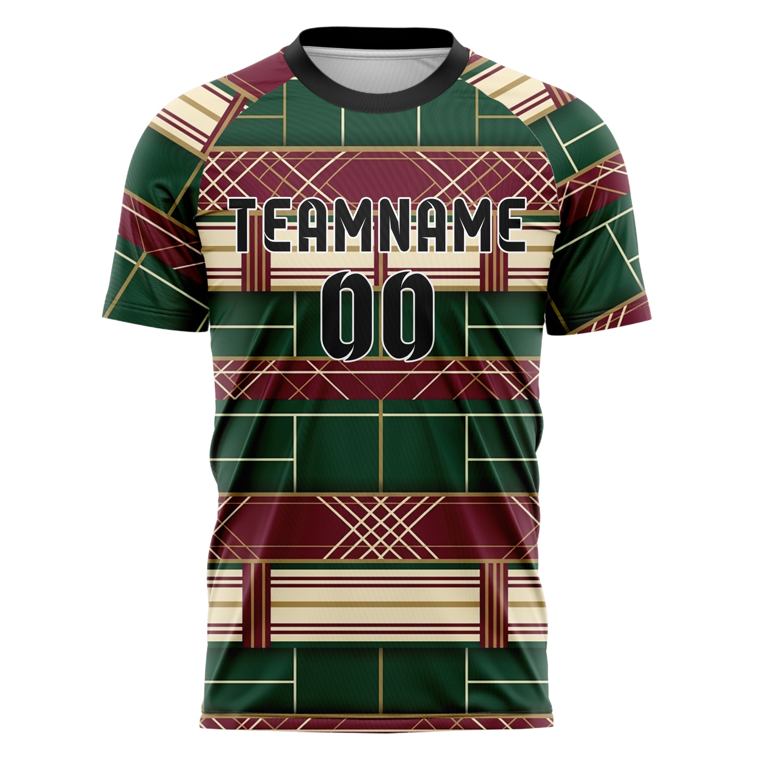 Forest Burgundy Cream Gold Tennis Club Grid Order Custom Soccer Jersey