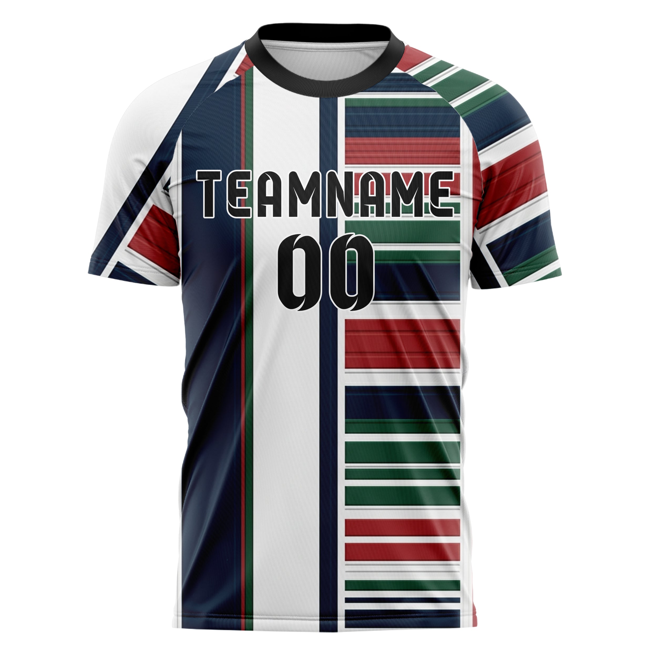 White Navy Hunter Green Red Rugby Band Architecture Custom Soccer Jersey