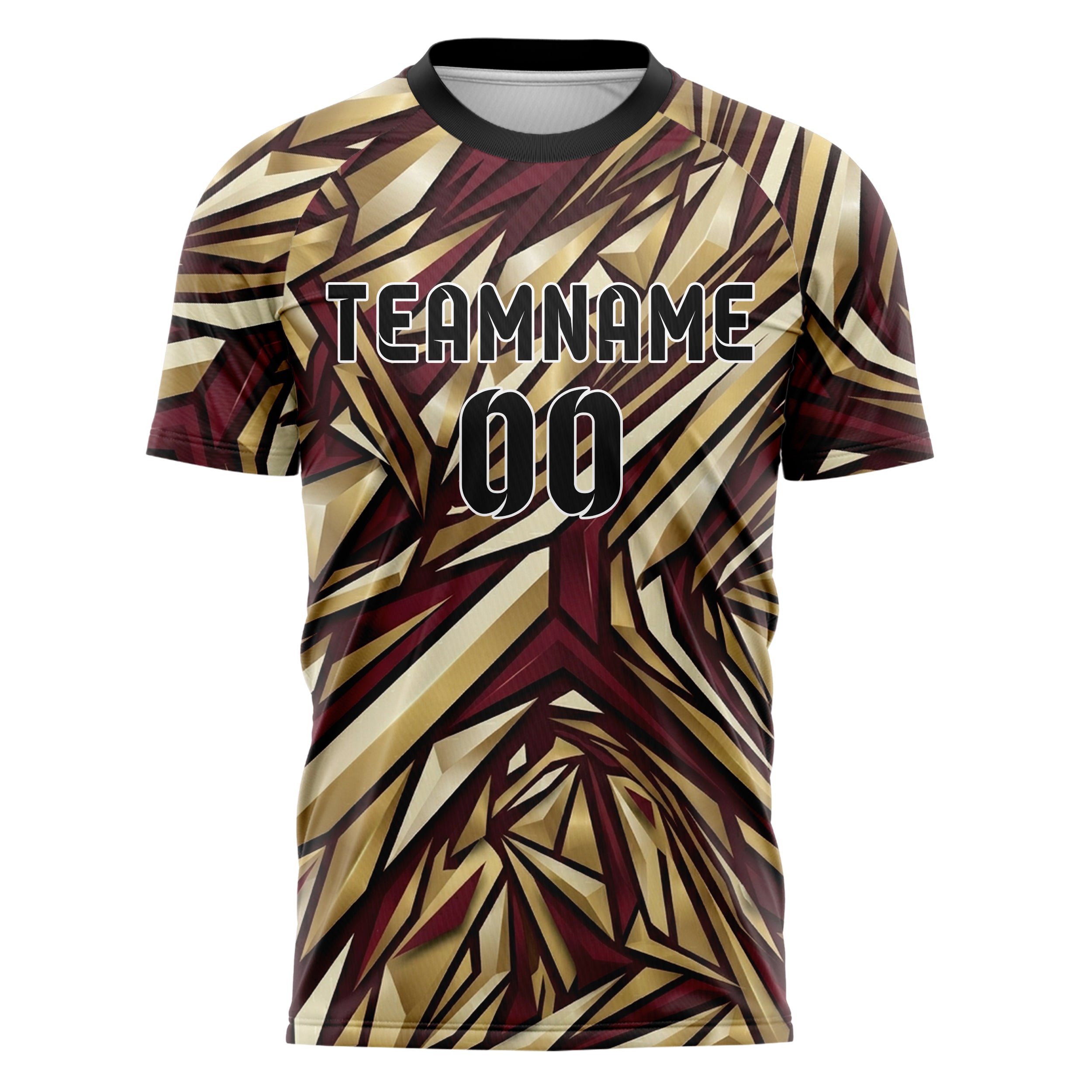 Black Gold Cream Burgundy Campus Banner Geometry Custom Soccer Jersey