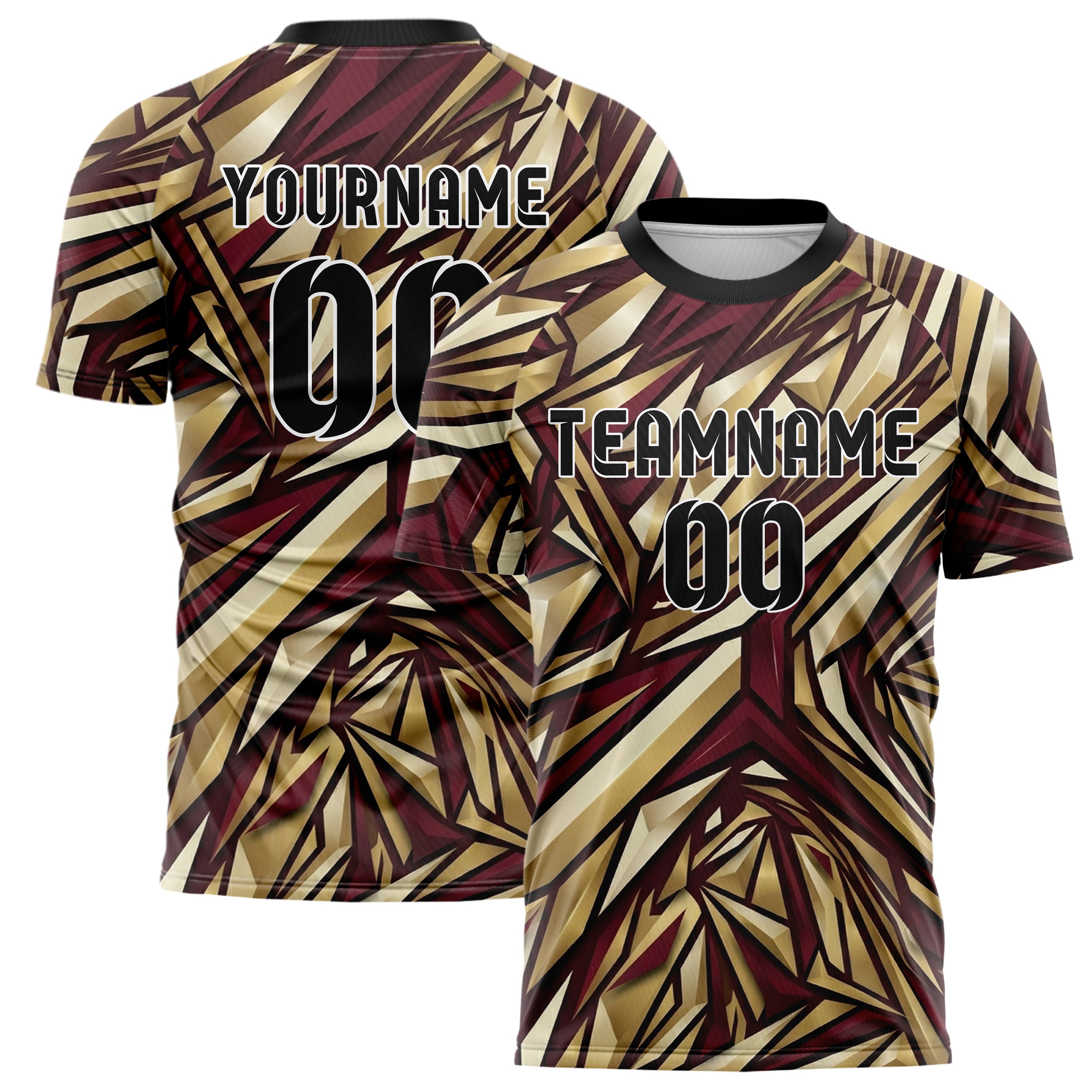 Black Gold Cream Burgundy Campus Banner Geometry Custom Soccer Jersey
