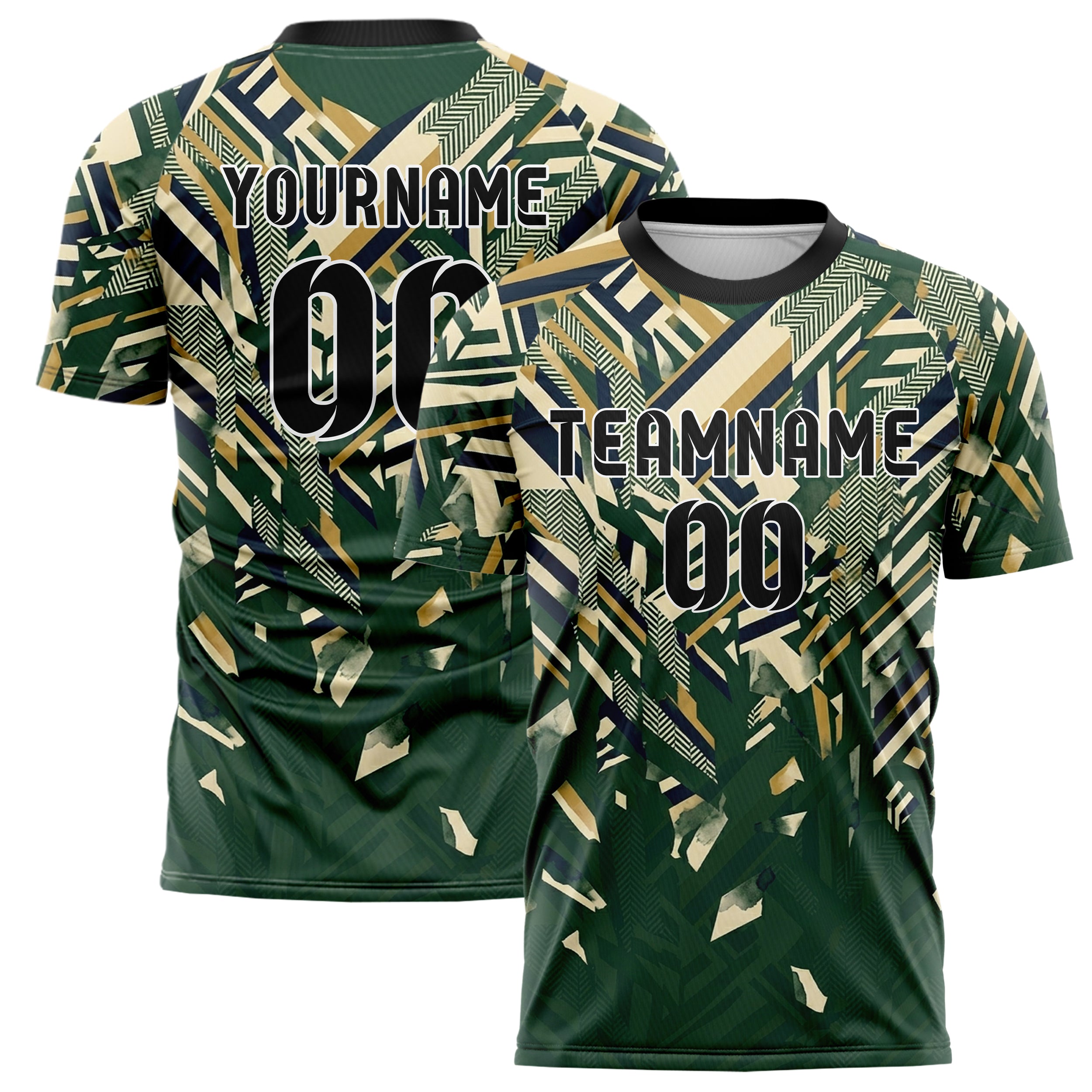 Hunter Green Cream Navy Old Gold Collegiate Stripe Heritage Custom Soccer Jersey