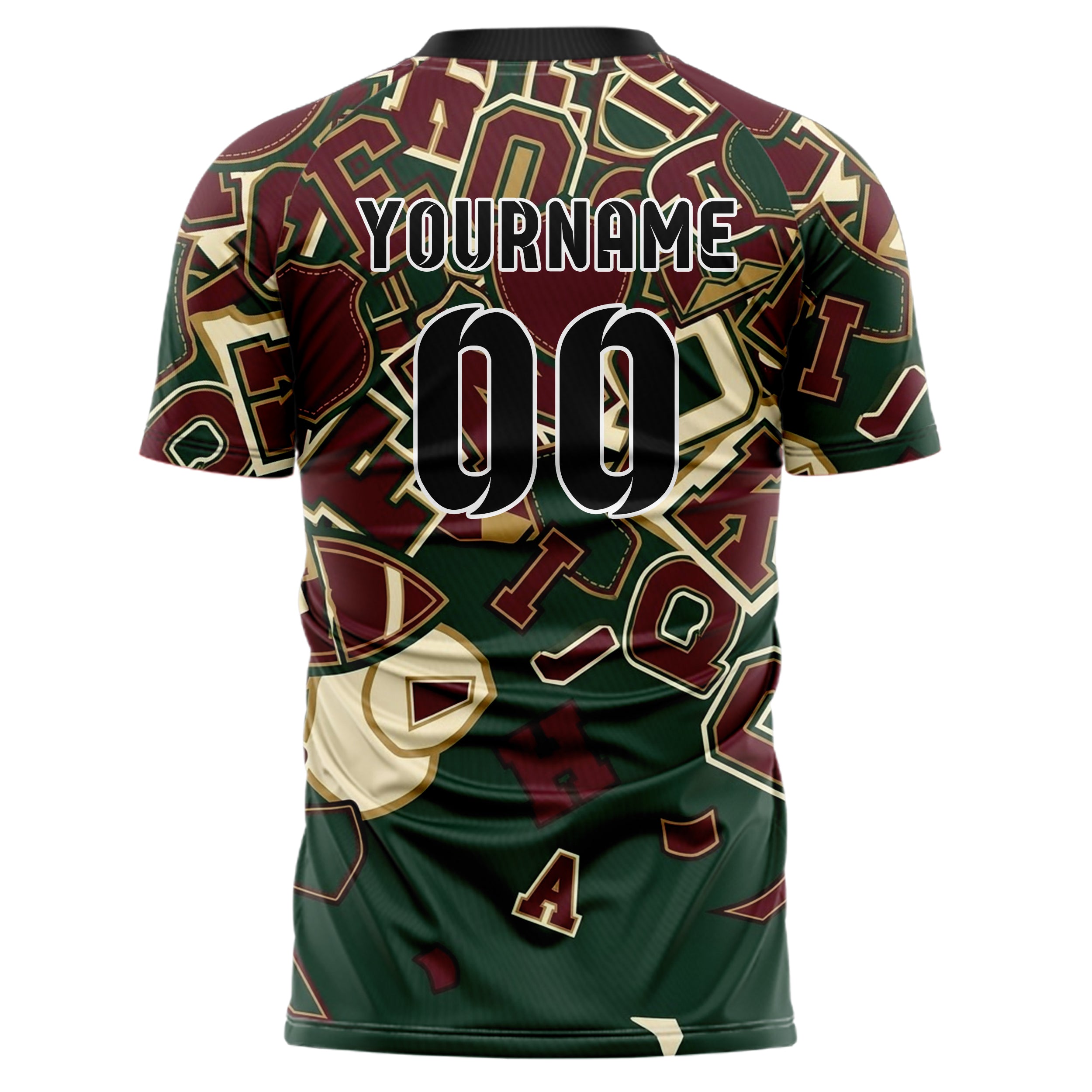 Forest Burgundy Cream Gold Campus Patch Collage Custom Soccer Jersey