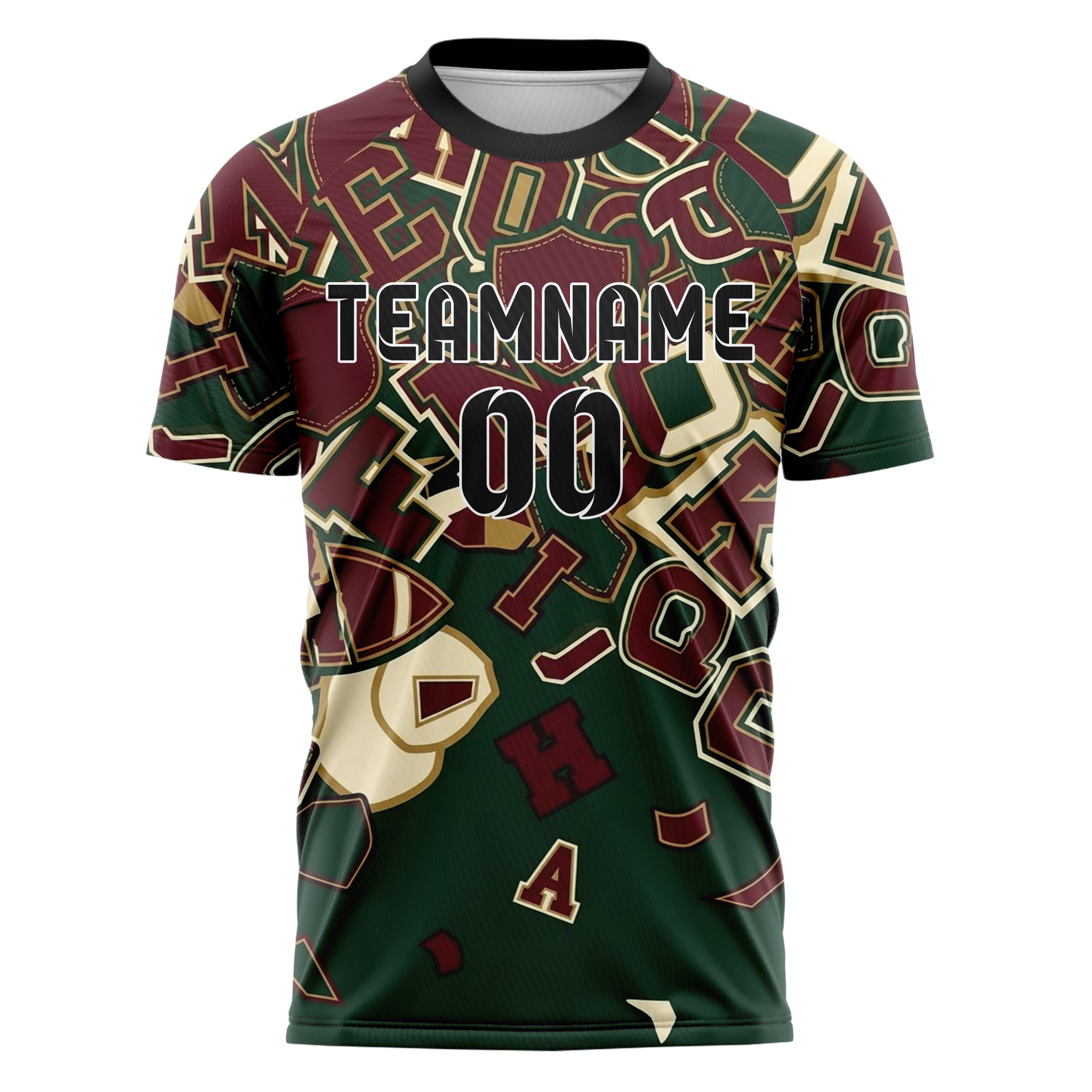 Forest Burgundy Cream Gold Campus Patch Collage Custom Soccer Jersey