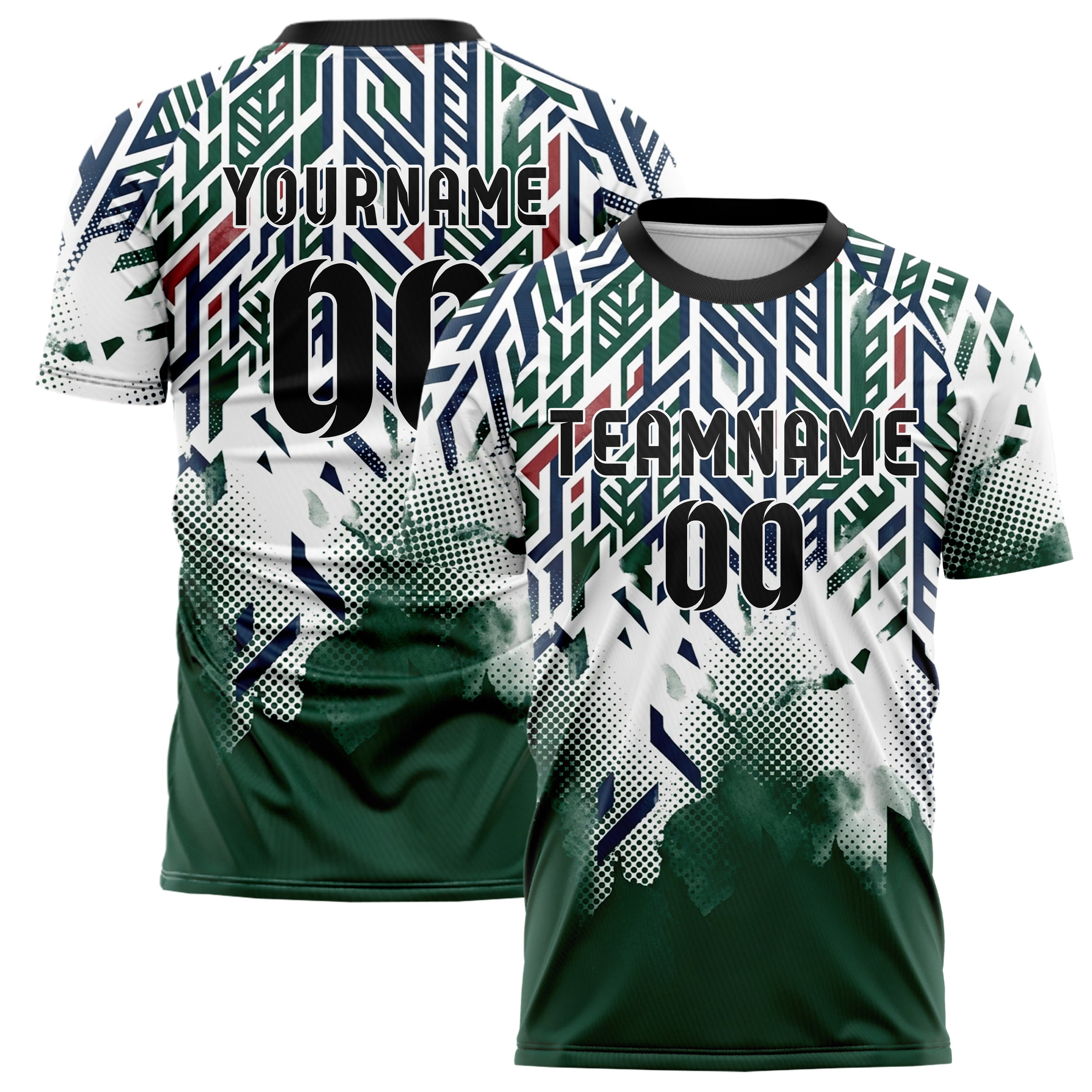 White Navy Hunter Green Red Cableknit Athletic Rhythm Custom Soccer Jersey