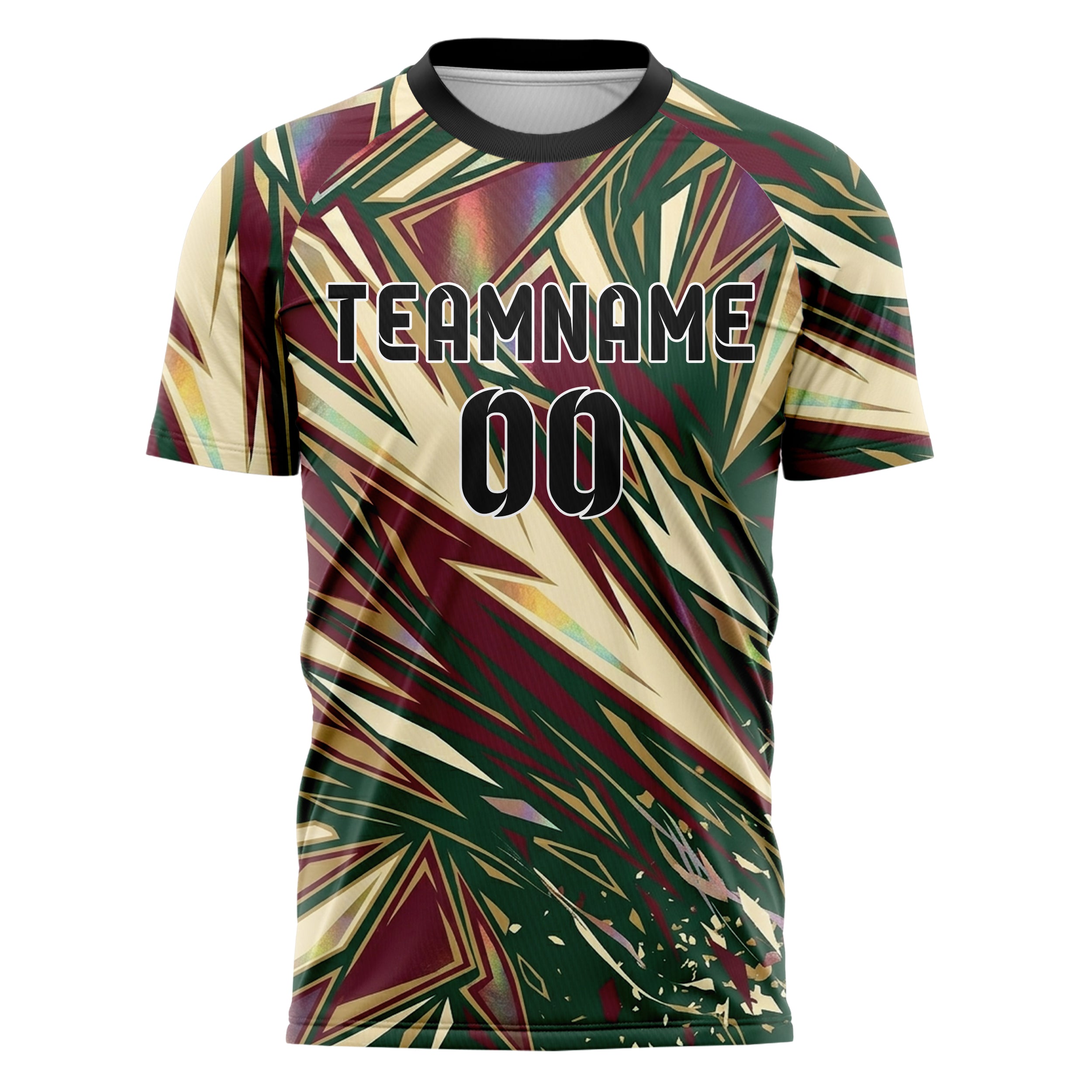 Forest Burgundy Cream Gold Campus Banner Geometry Custom Soccer Jersey