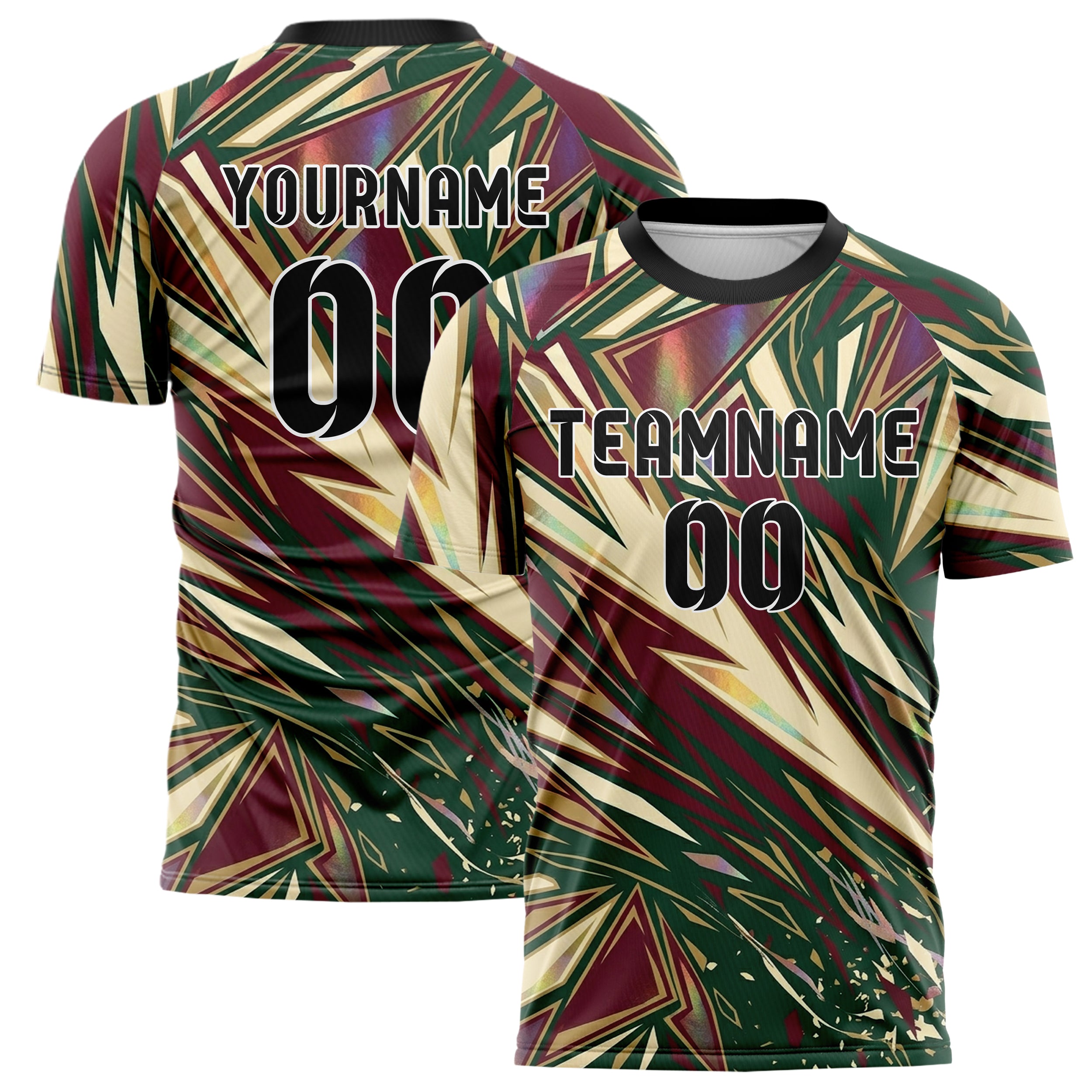 Forest Burgundy Cream Gold Campus Banner Geometry Custom Soccer Jersey