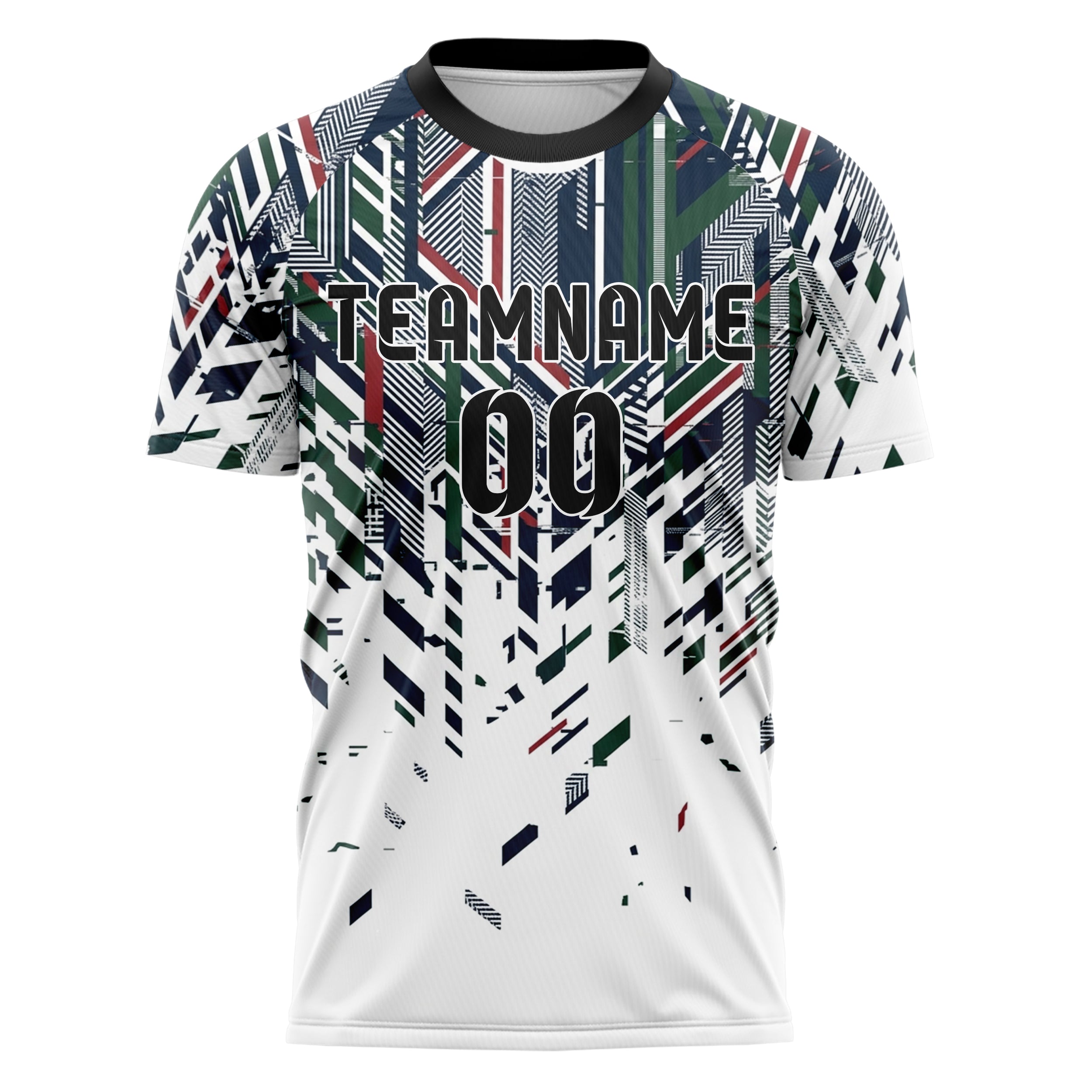 White Navy Hunter Green Red Collegiate Stripe Heritage Custom Soccer Jersey