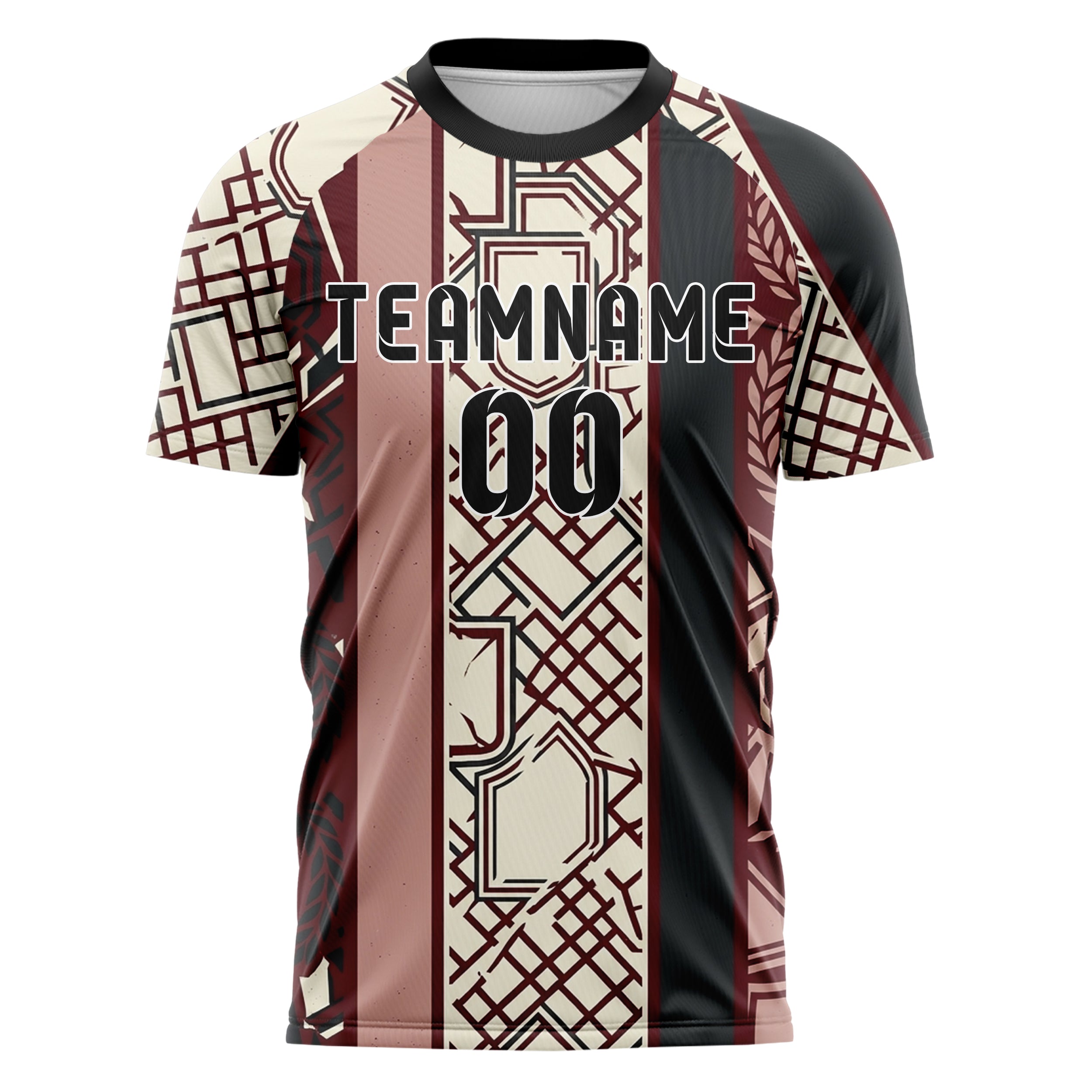 Oxblood Blush Cream Charcoal Crest Fragment Lattice Custom Soccer Jersey