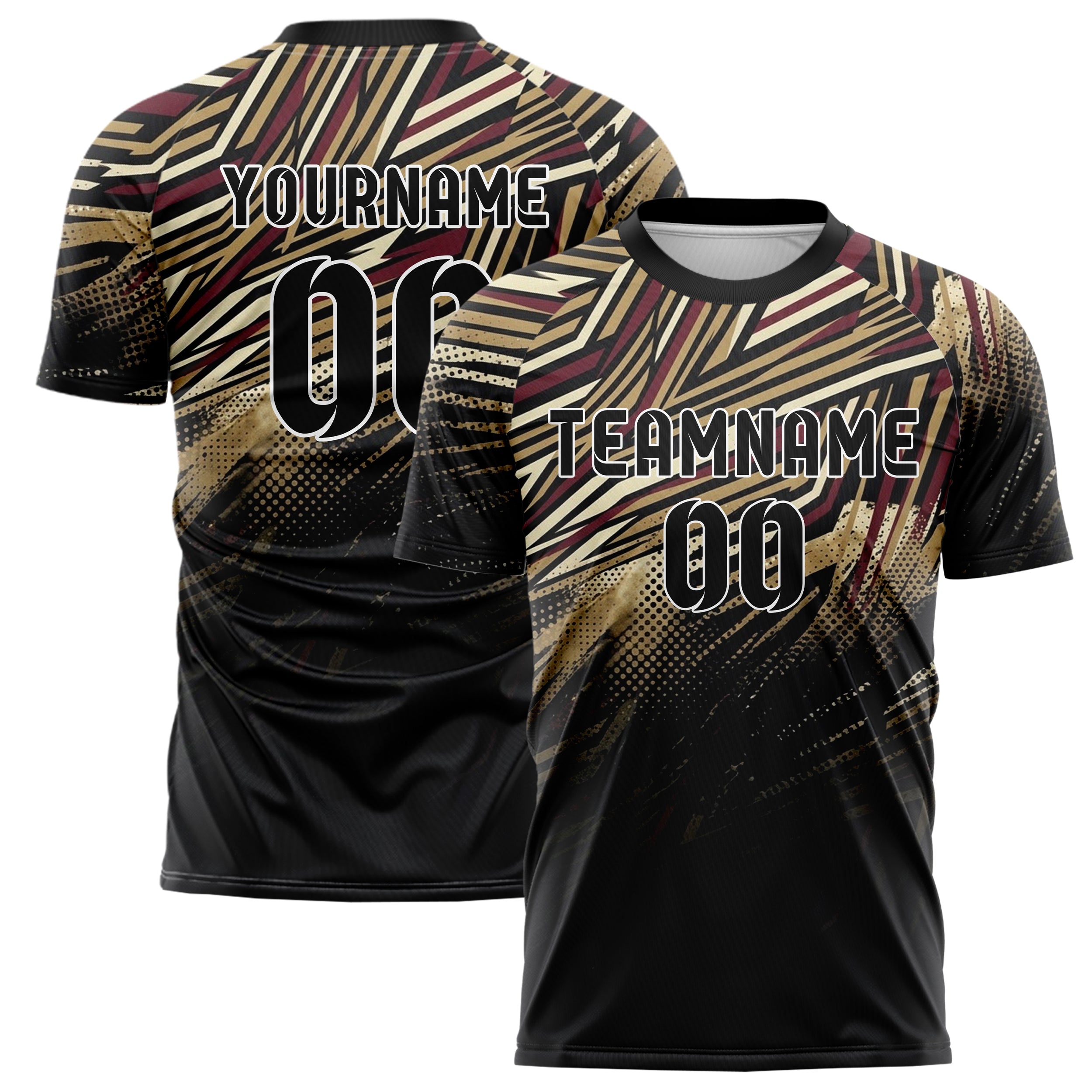 Black Gold Cream Burgundy Rowing Blazer Lines Custom Soccer Jersey
