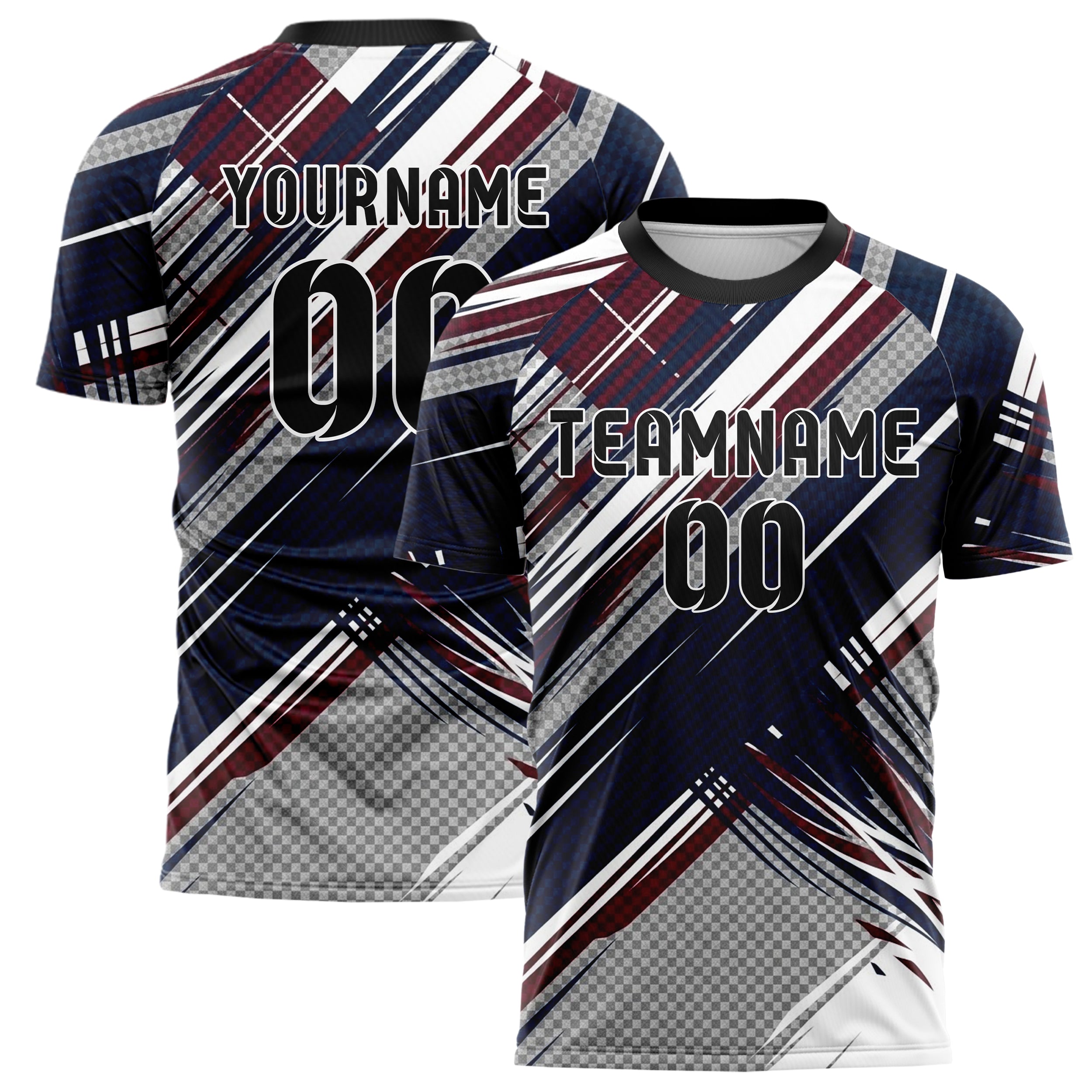Navy White Maroon Grey Varsity Argyle Fracture Custom Soccer Jersey