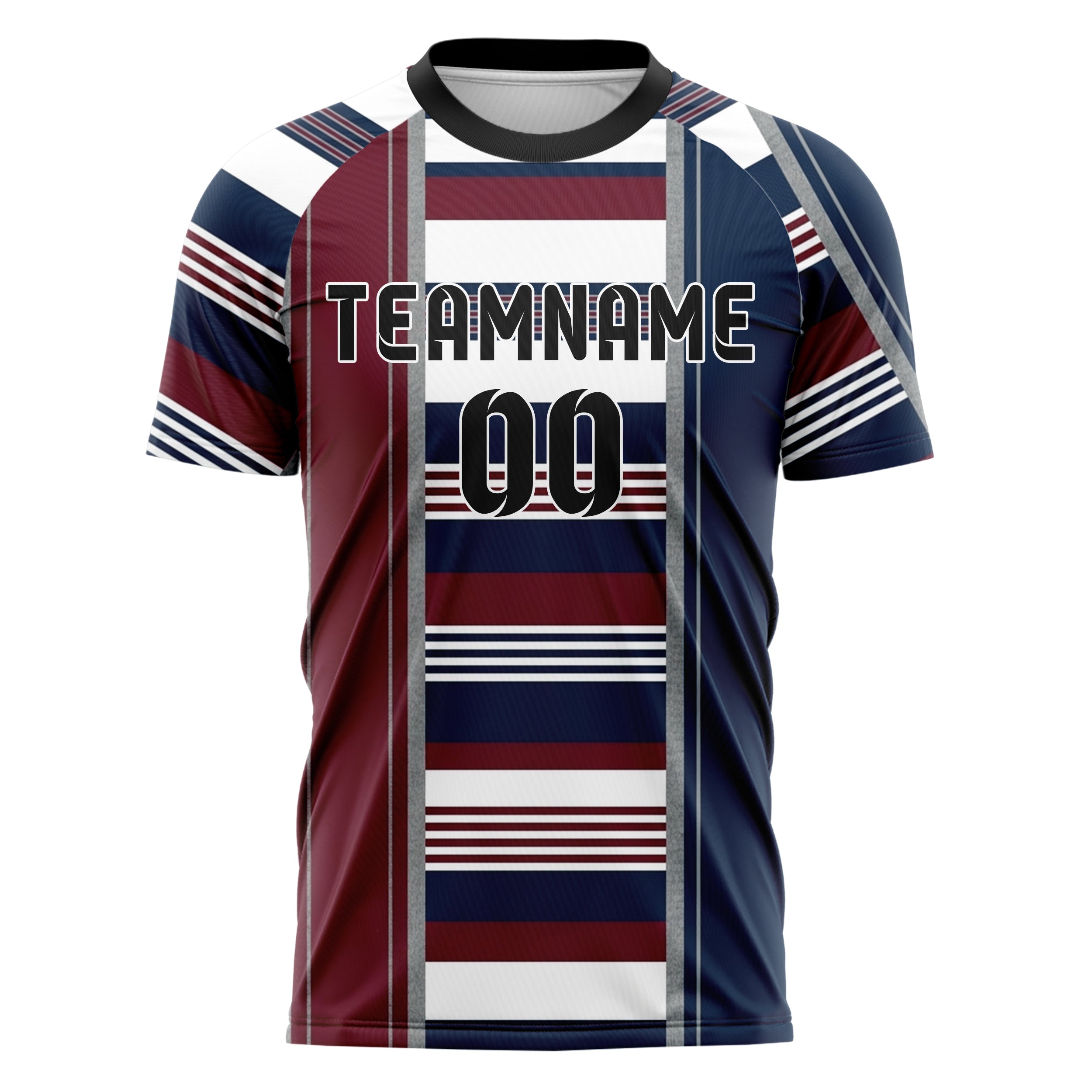 Navy White Maroon Grey Rugby Band Architecture Custom Soccer Jersey
