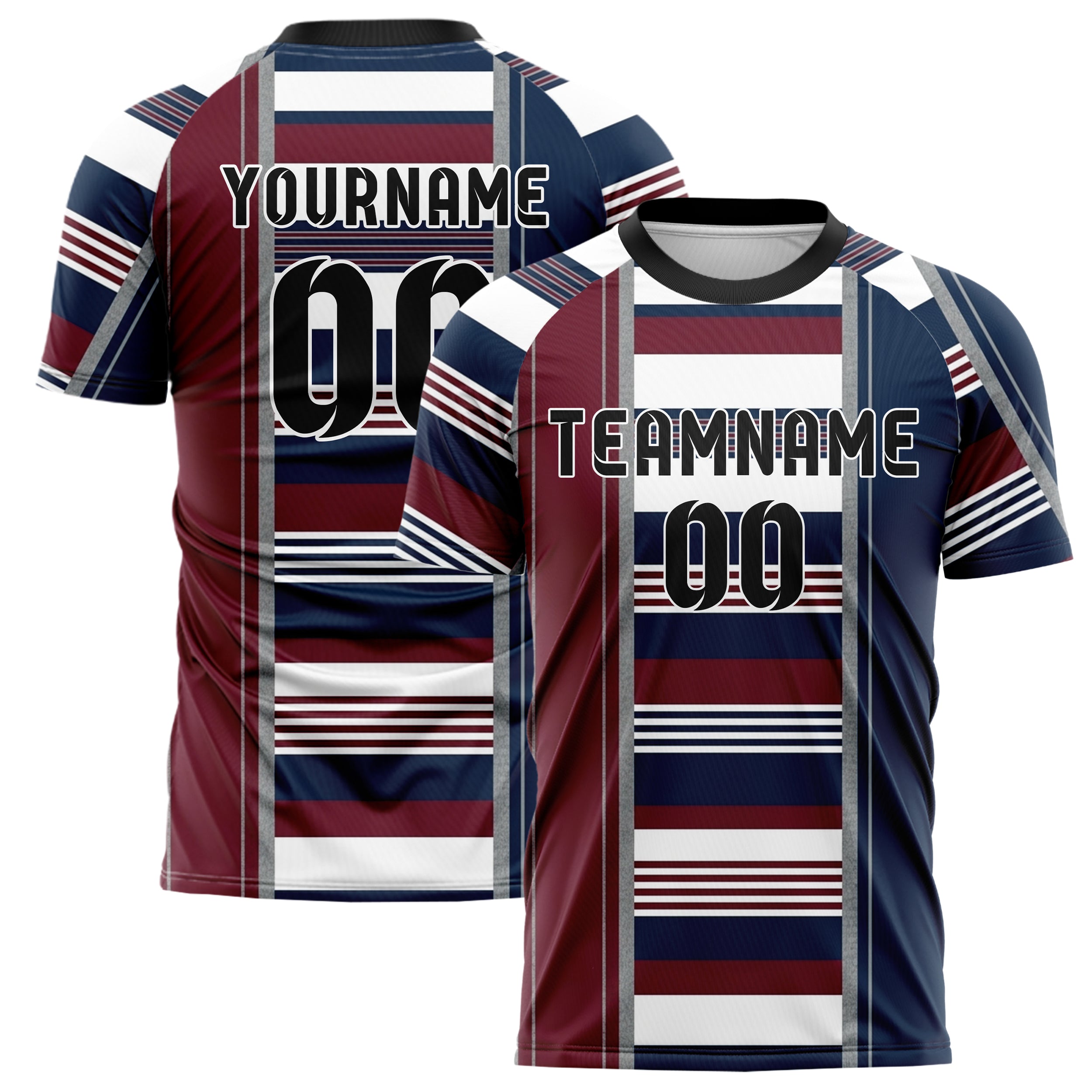 Navy White Maroon Grey Rugby Band Architecture Custom Soccer Jersey