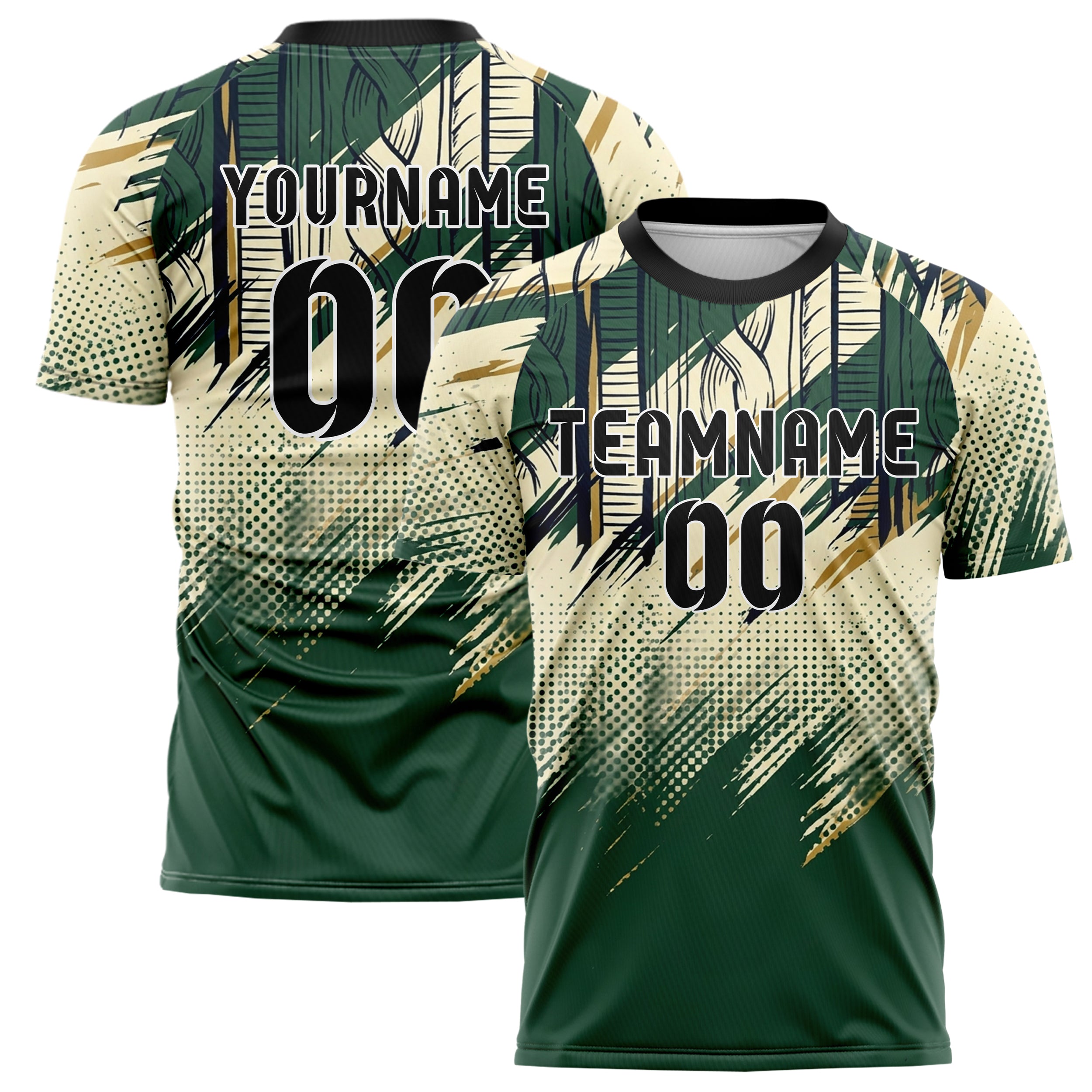 Hunter Green Cream Navy Old Gold Cableknit Athletic Rhythm Custom Soccer Jersey