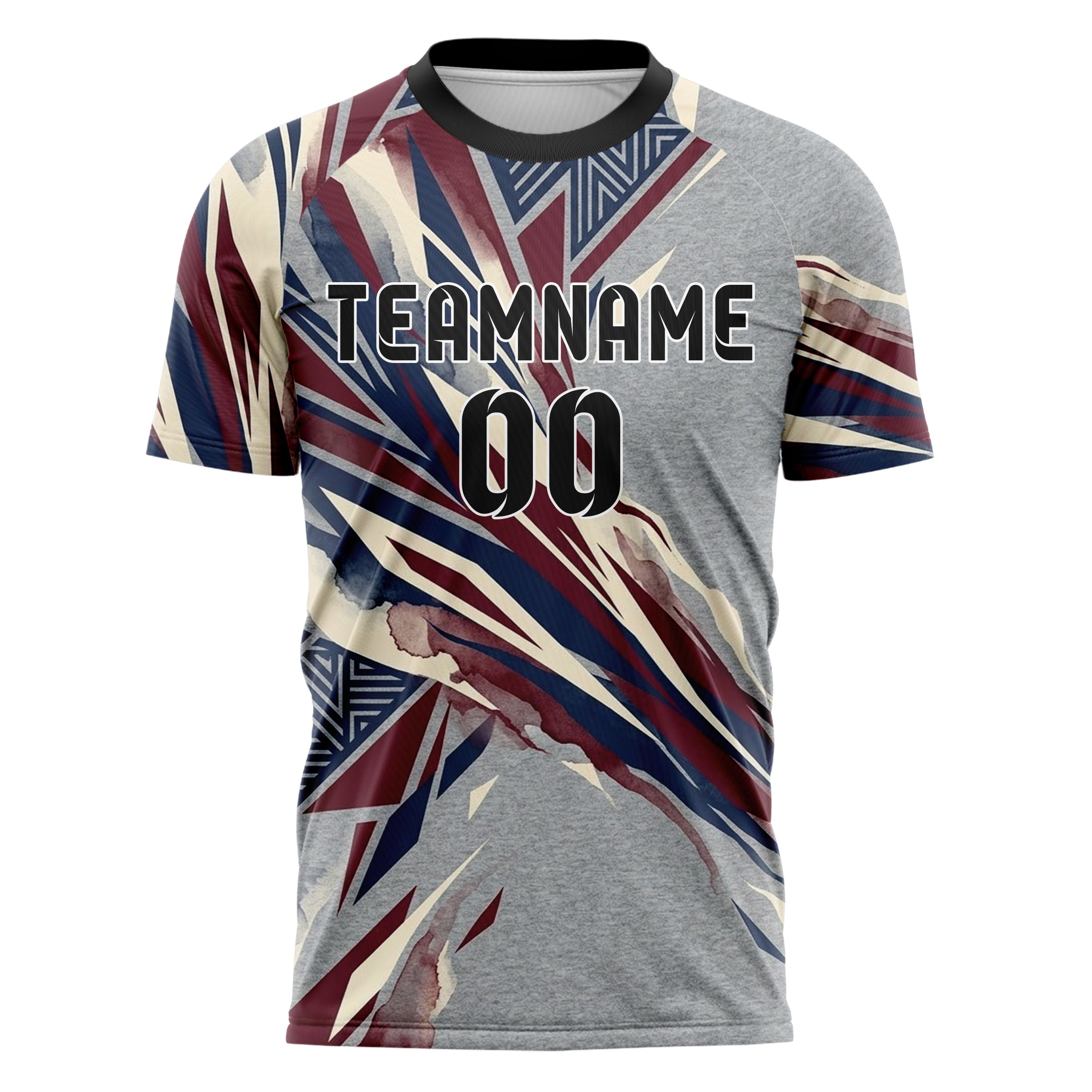 Heather Grey Navy Maroon Cream Campus Banner Geometry Custom Soccer Jersey
