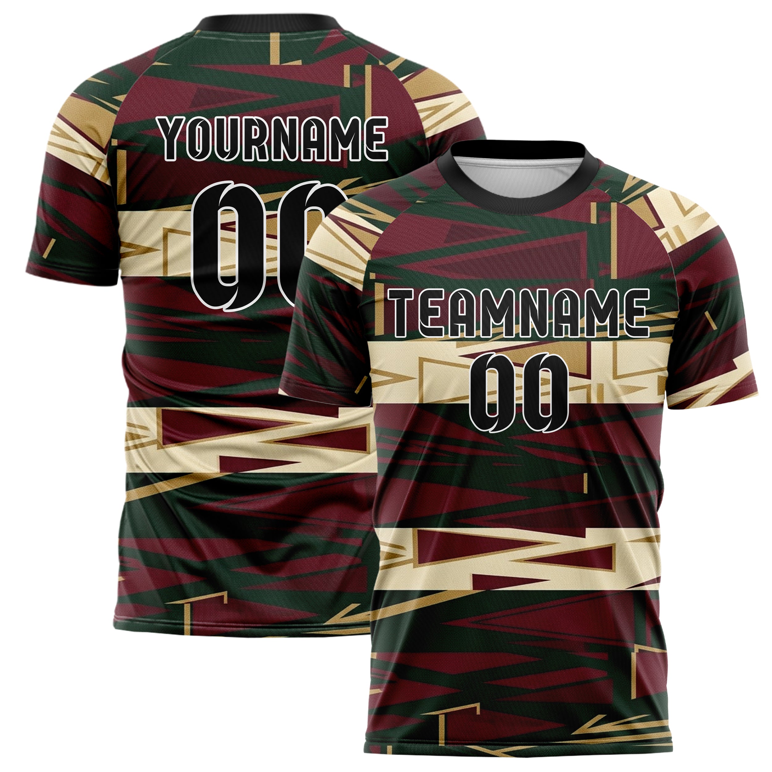 Forest Burgundy Cream Gold Trophyroom Pennant Shards Custom Soccer Jersey