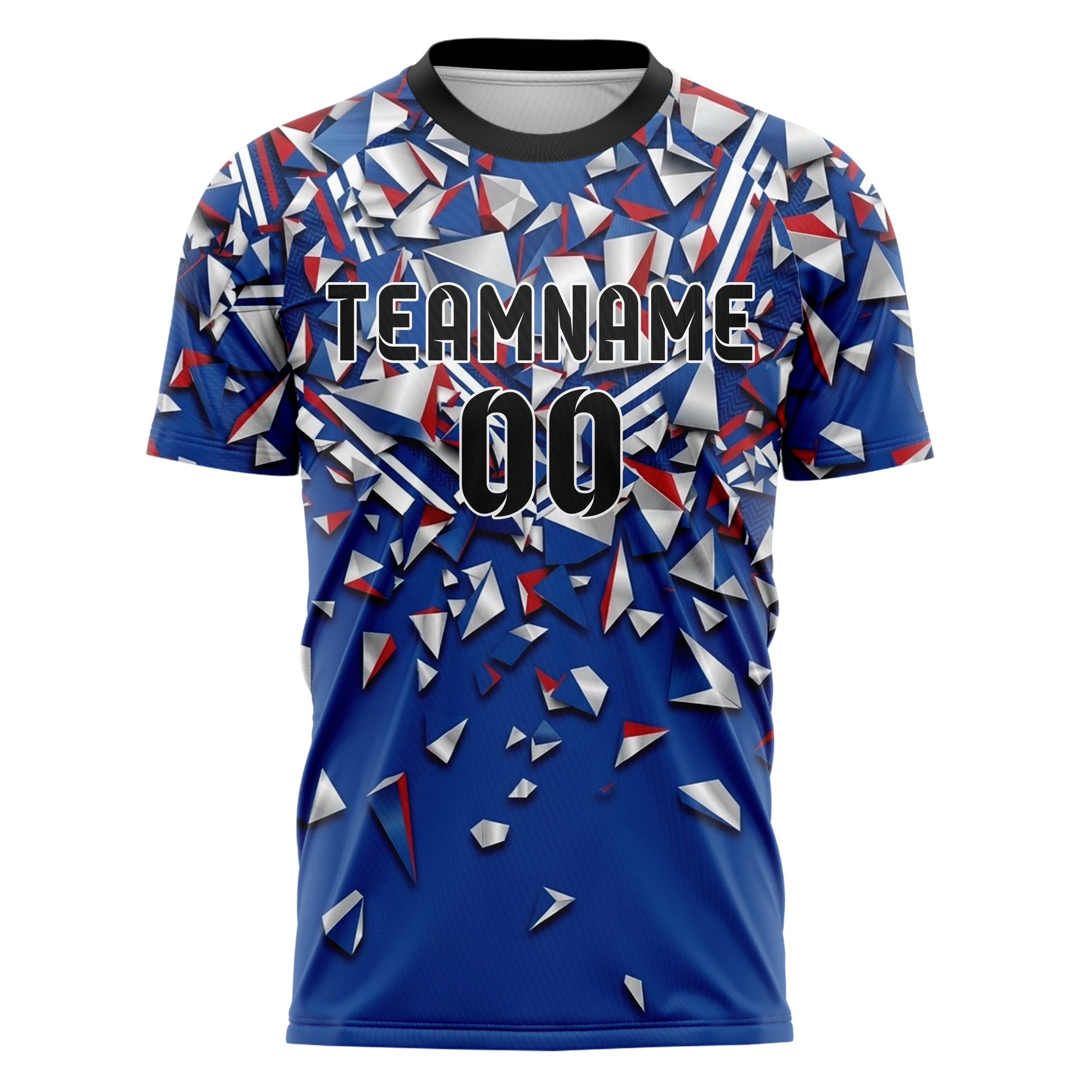 Royal Blue White Red Silver Collegiate Stripe Heritage Custom Soccer Jersey