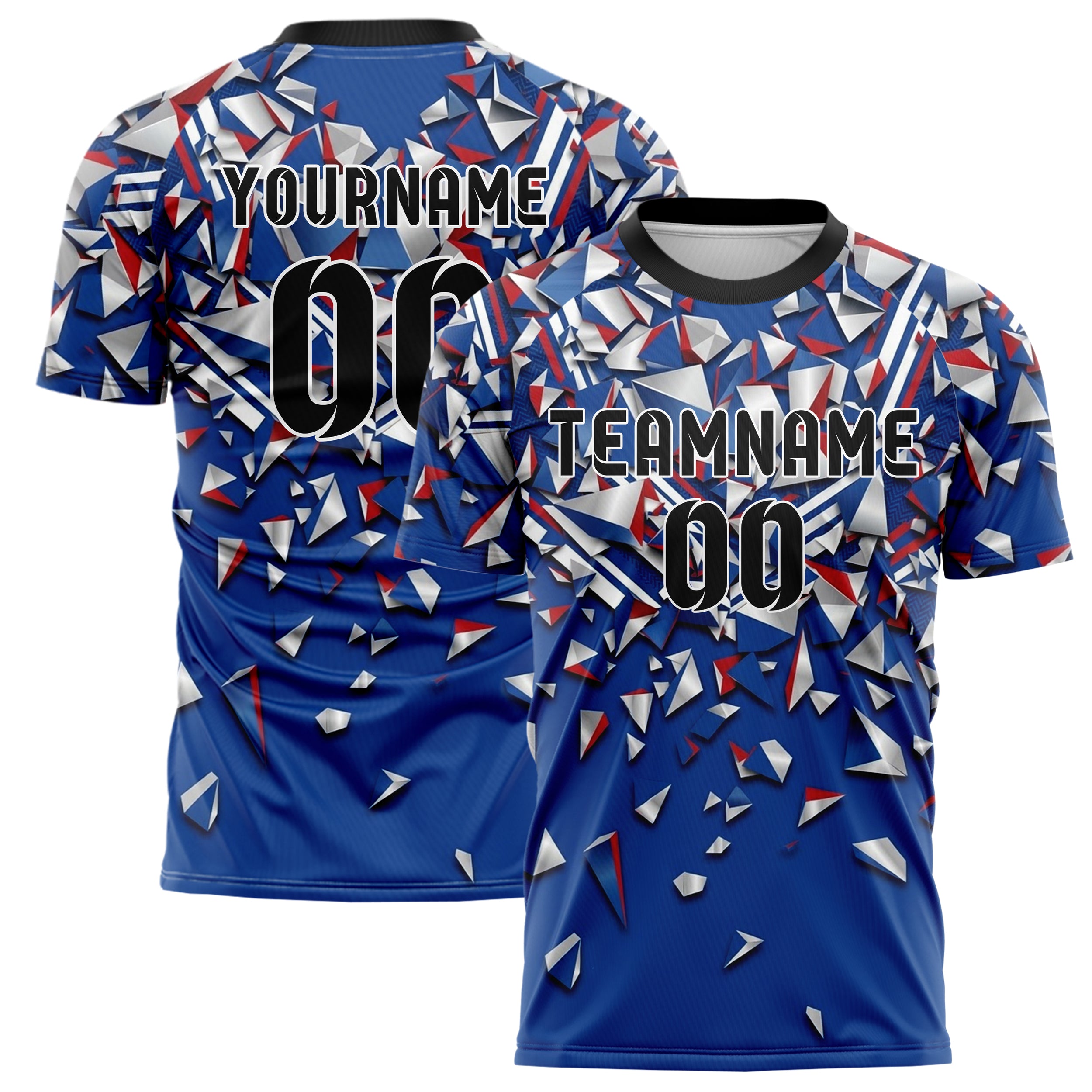 Royal Blue White Red Silver Collegiate Stripe Heritage Custom Soccer Jersey