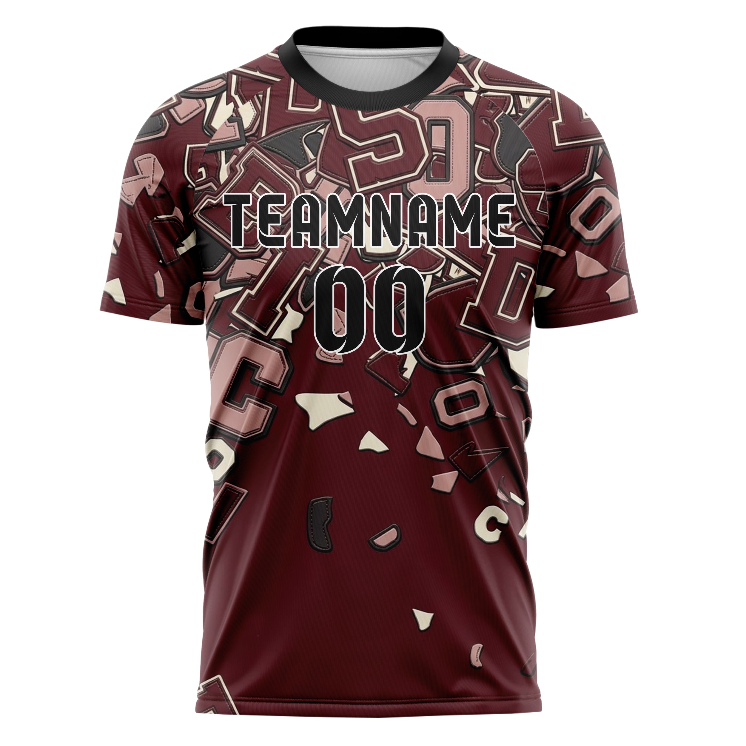 Oxblood Blush Cream Charcoal Campus Patch Collage Custom Soccer Jersey