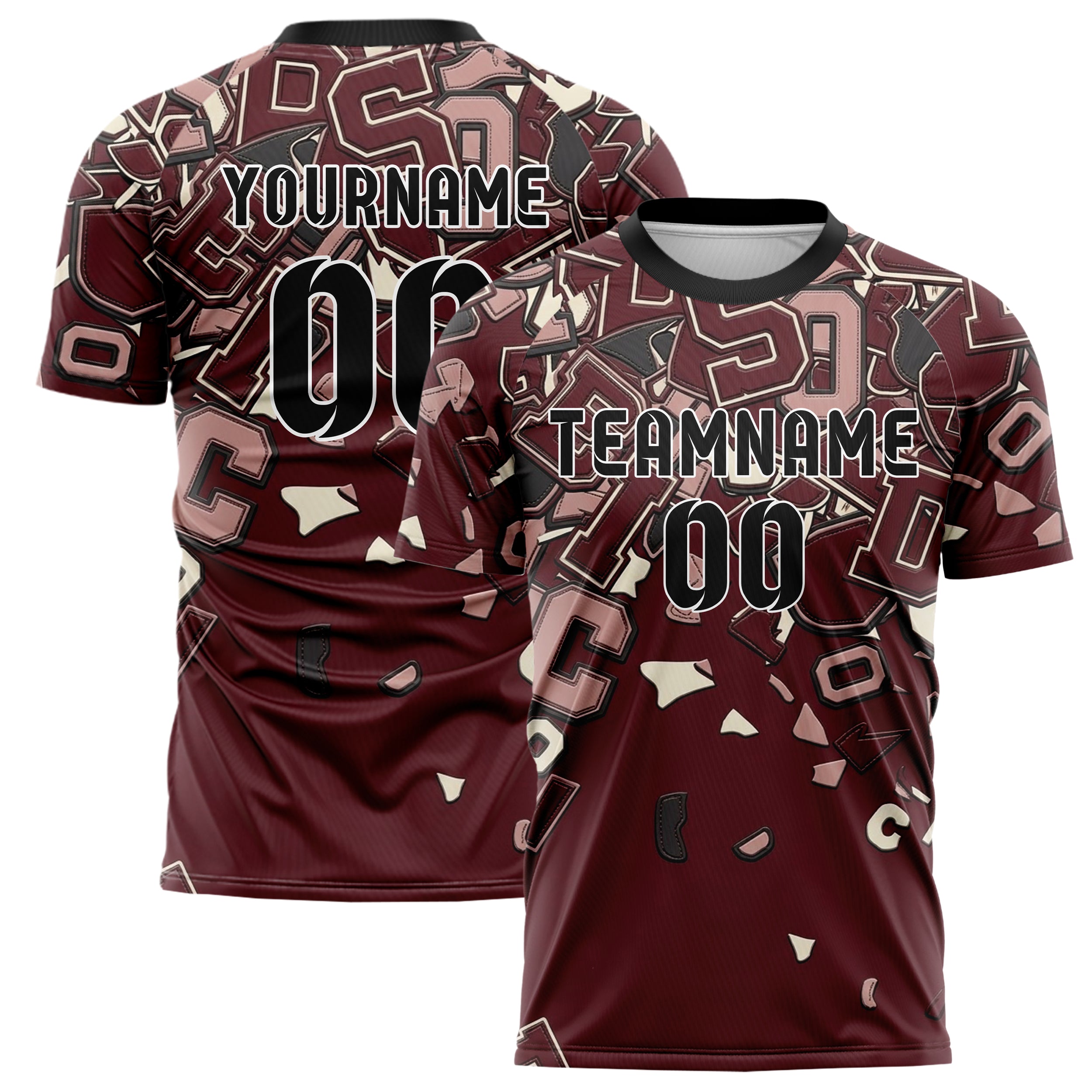 Oxblood Blush Cream Charcoal Campus Patch Collage Custom Soccer Jersey
