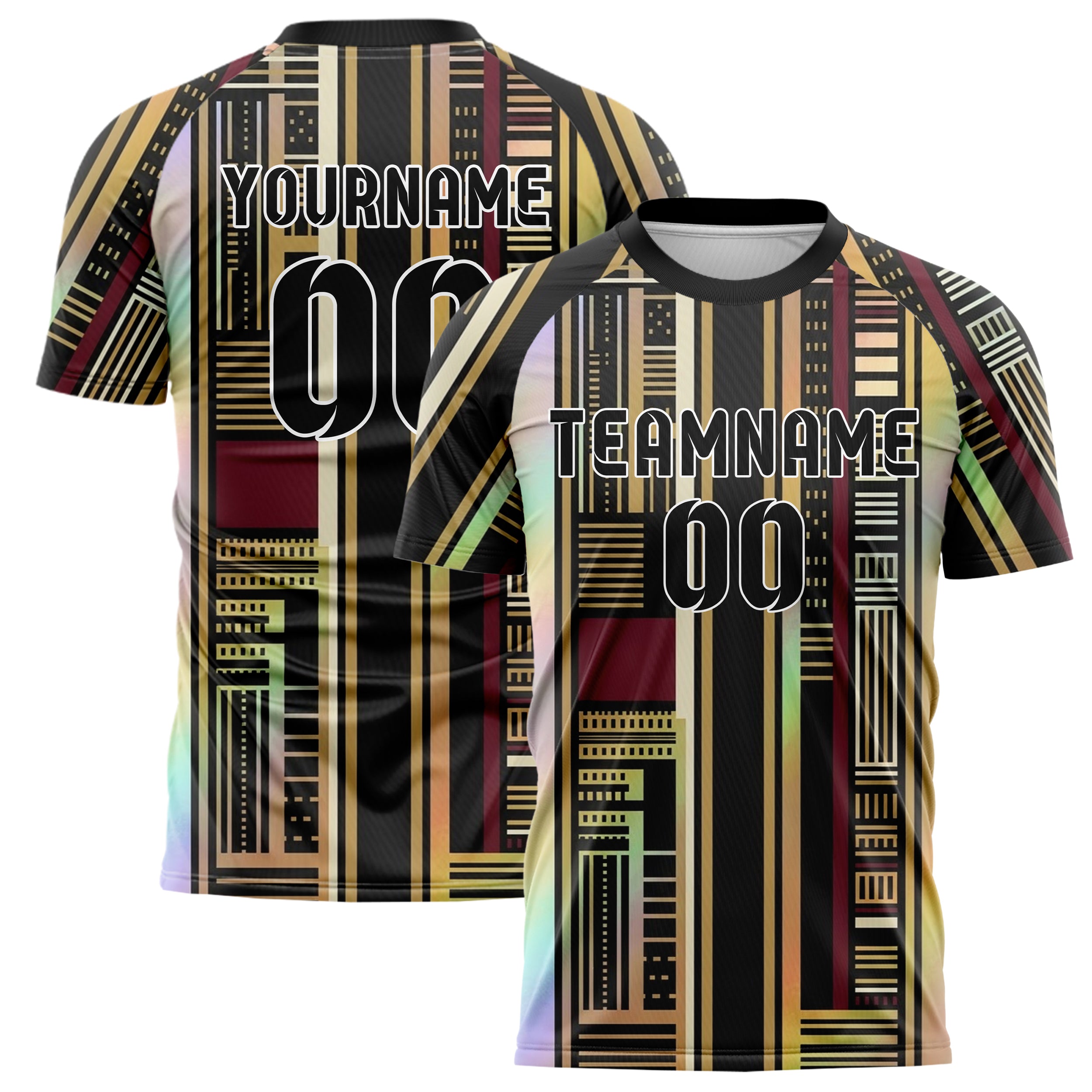 Black Gold Cream Burgundy Rugby Band Architecture Custom Soccer Jersey