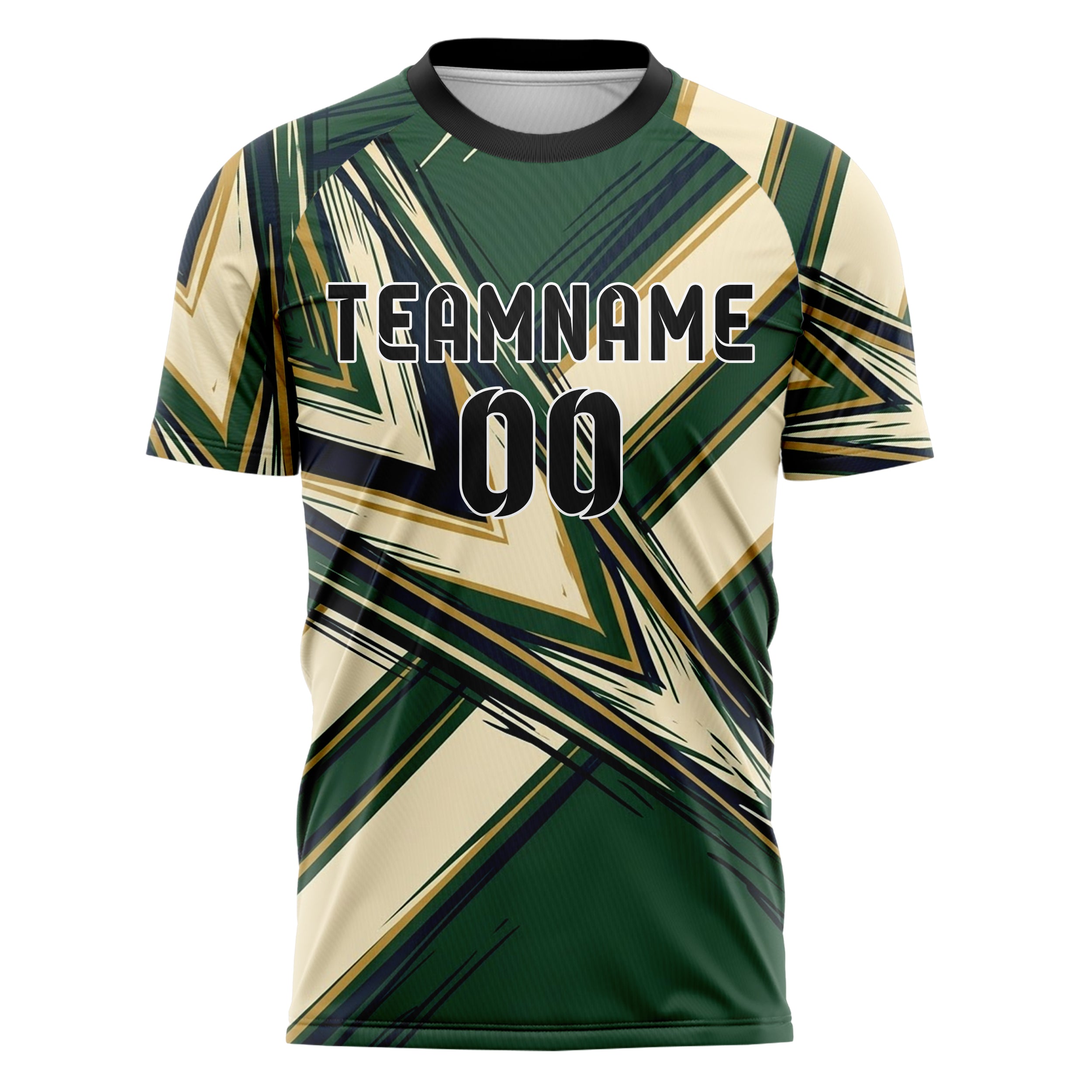 Hunter Green Cream Navy Old Gold Campus Banner Geometry Custom Soccer Jersey