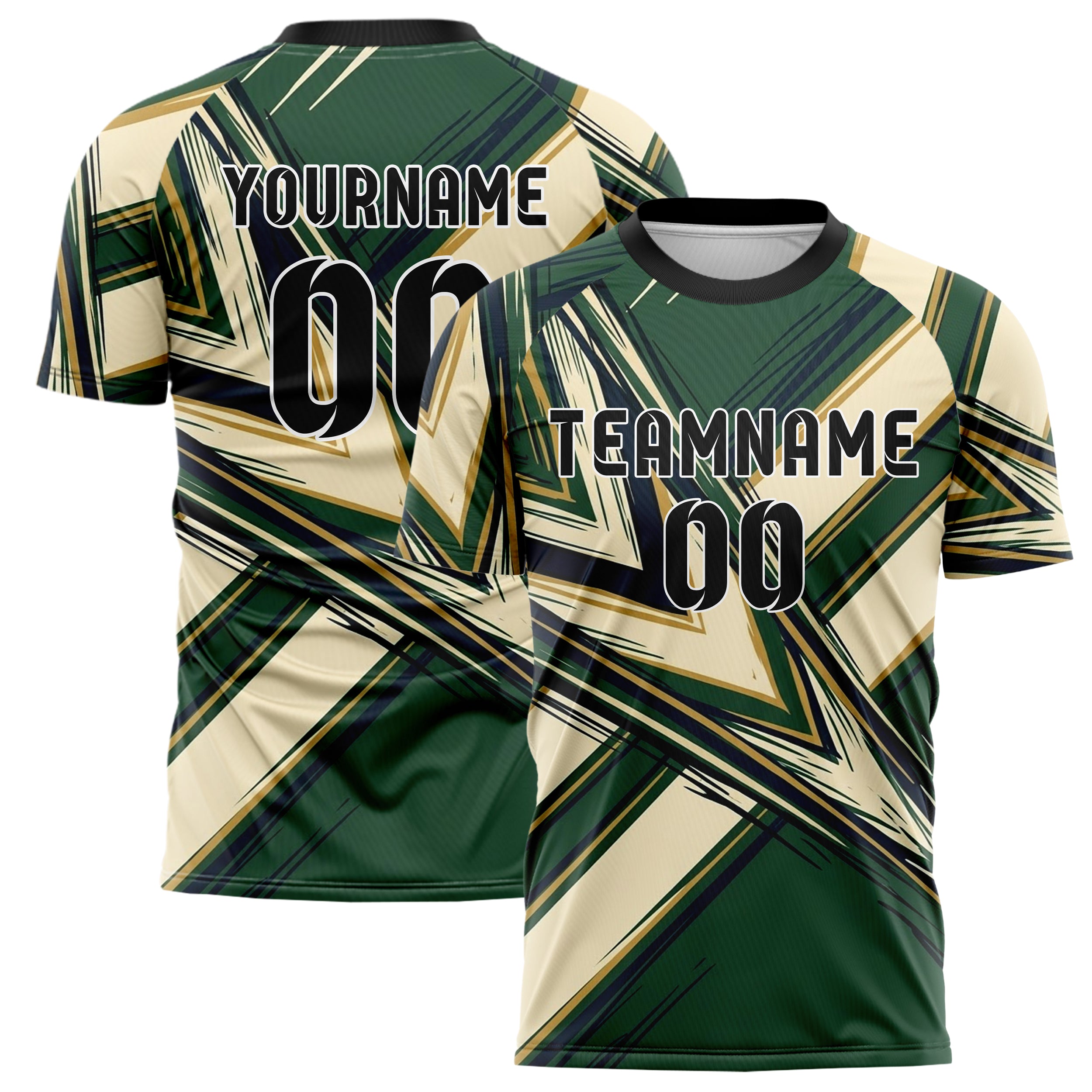 Hunter Green Cream Navy Old Gold Campus Banner Geometry Custom Soccer Jersey