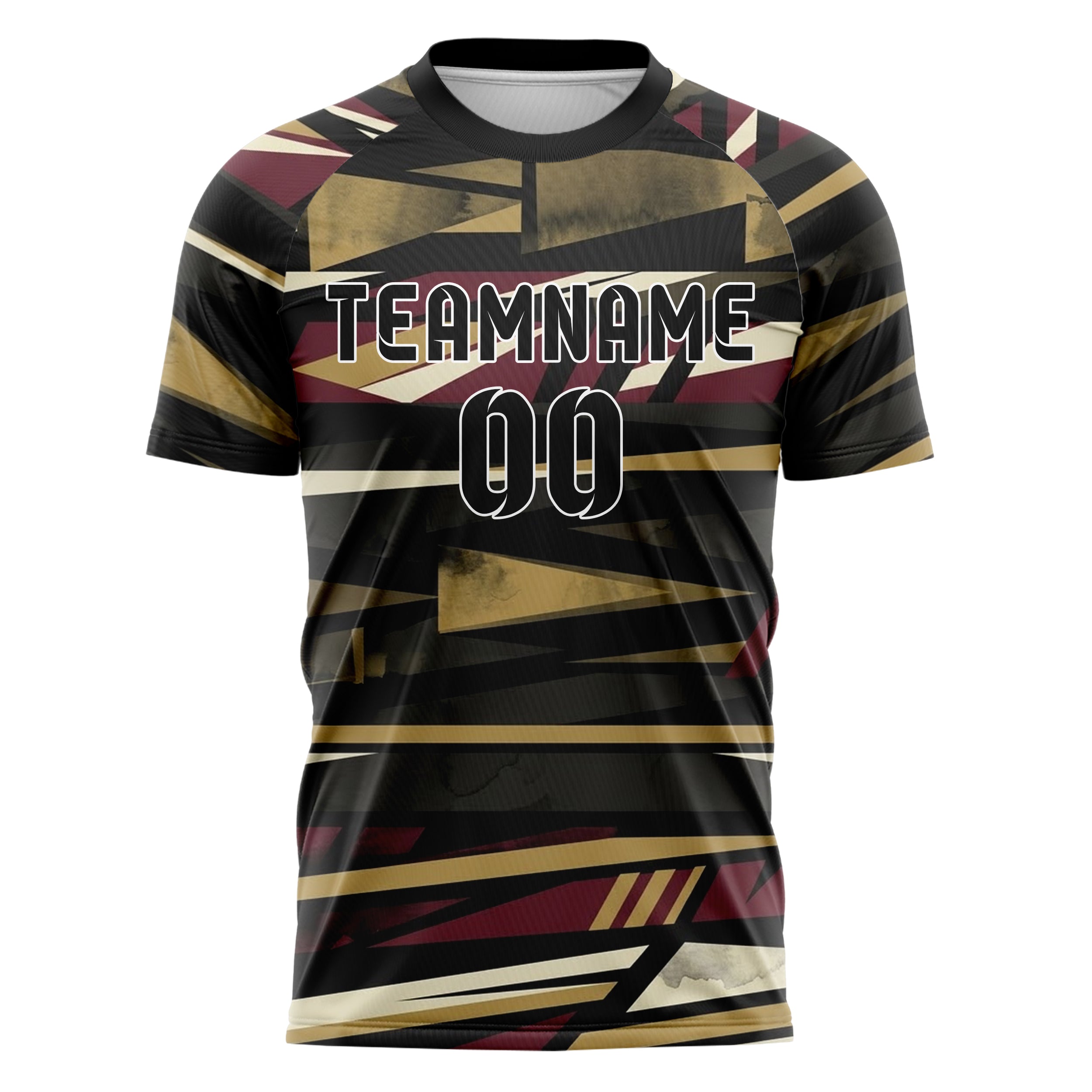 Black Gold Cream Burgundy Trophyroom Pennant Shards Custom Soccer Jersey