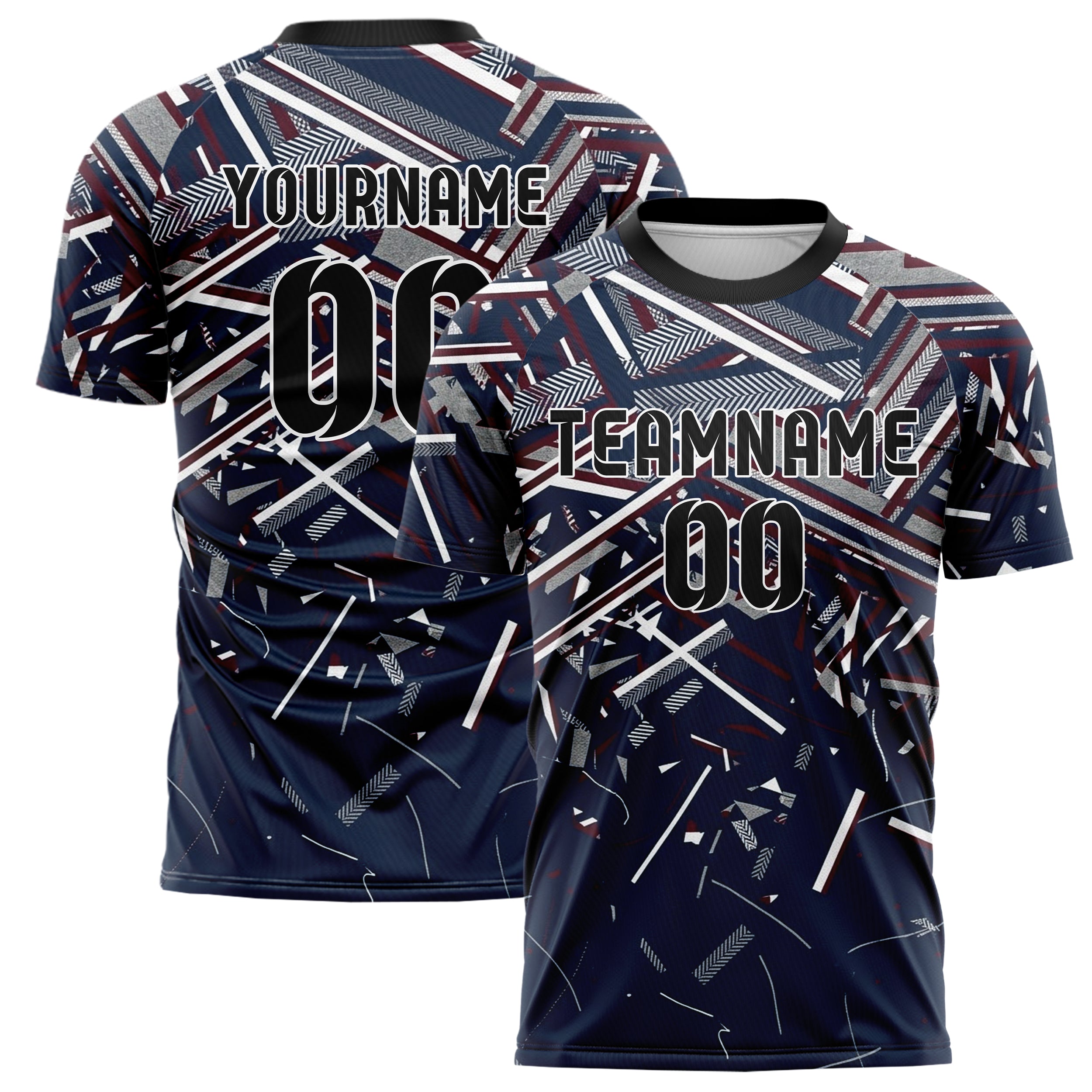 Navy White Maroon Grey Collegiate Stripe Heritage Custom Soccer Jersey