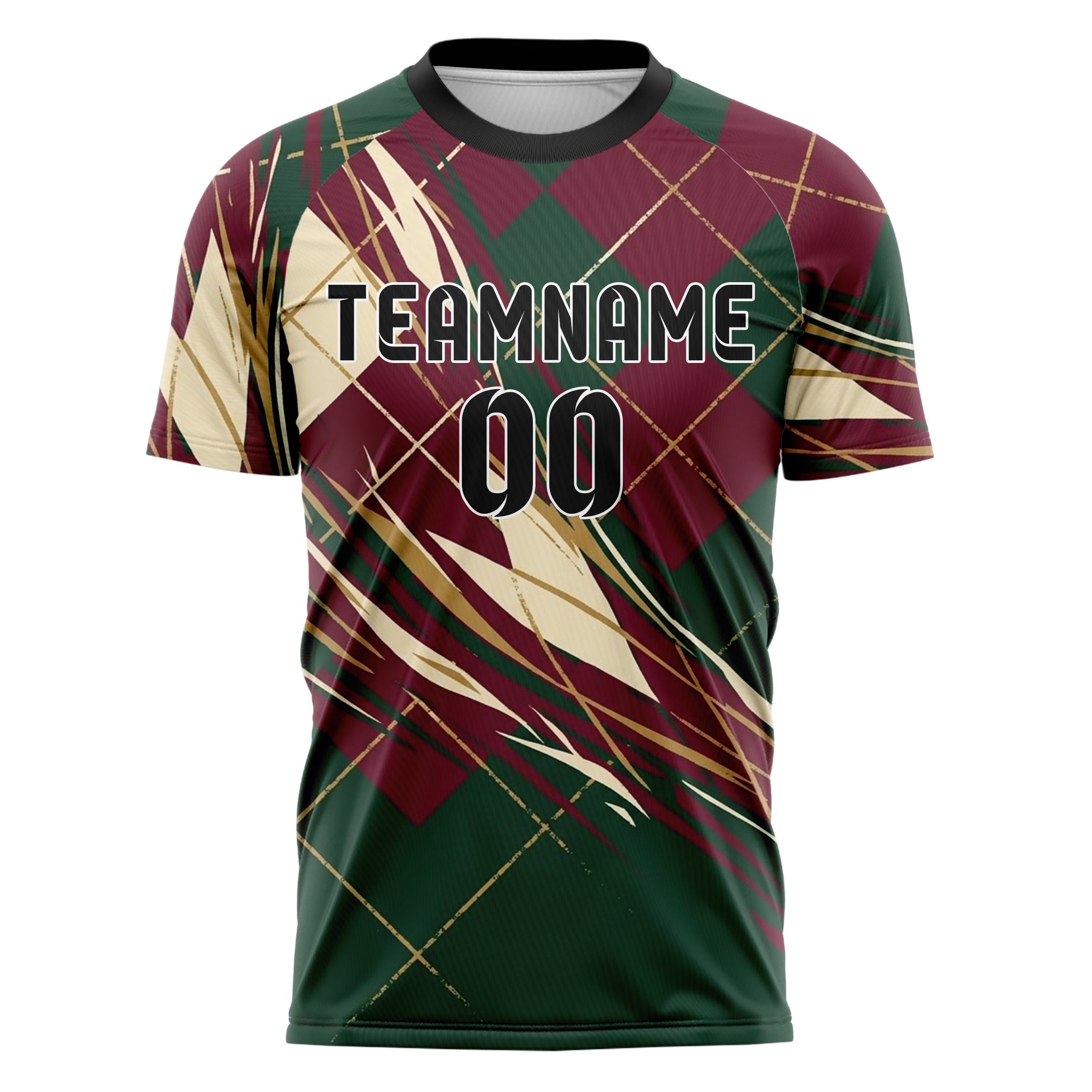 Forest Burgundy Cream Gold Varsity Argyle Fracture Custom Soccer Jersey