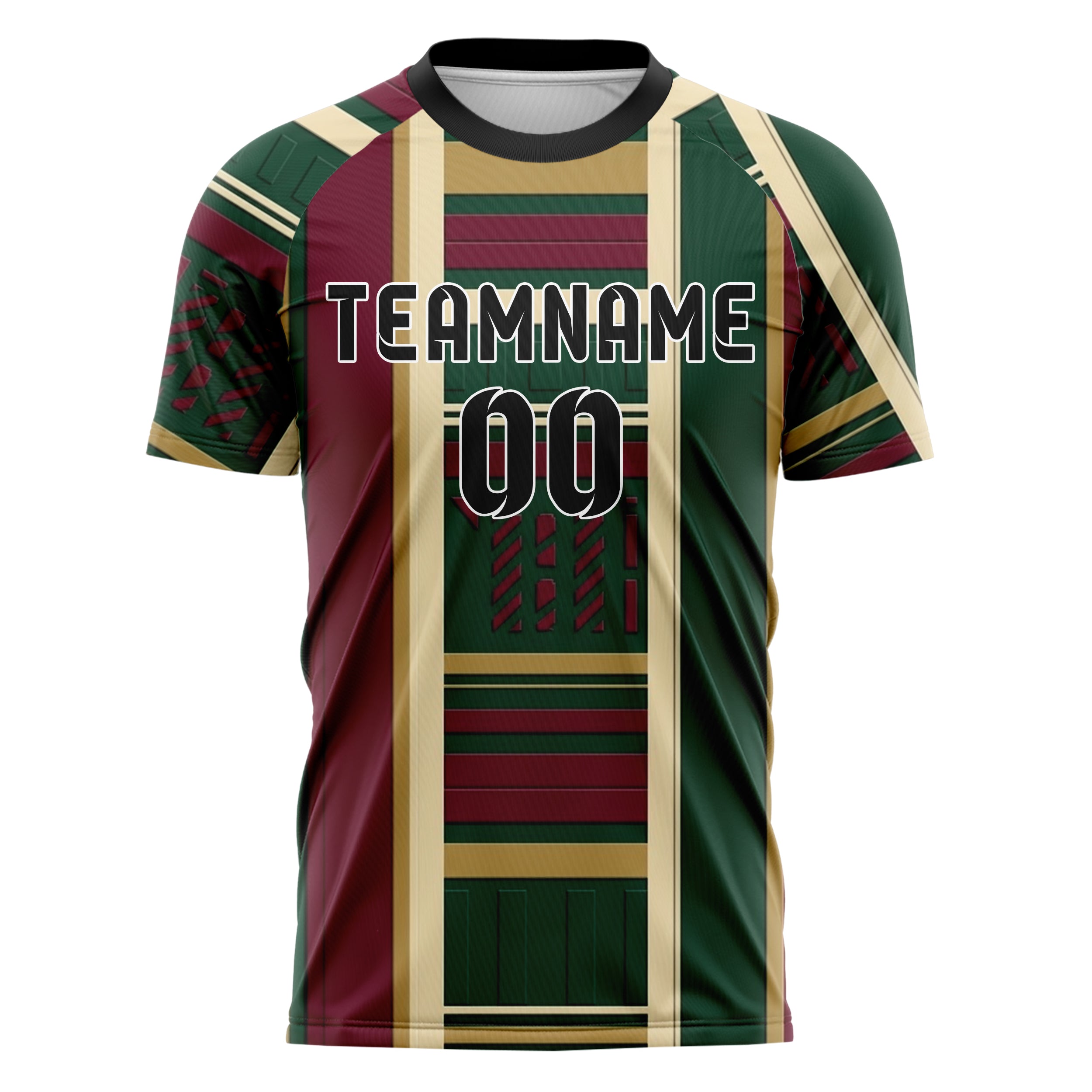 Forest Burgundy Cream Gold Rugby Band Architecture Custom Soccer Jersey