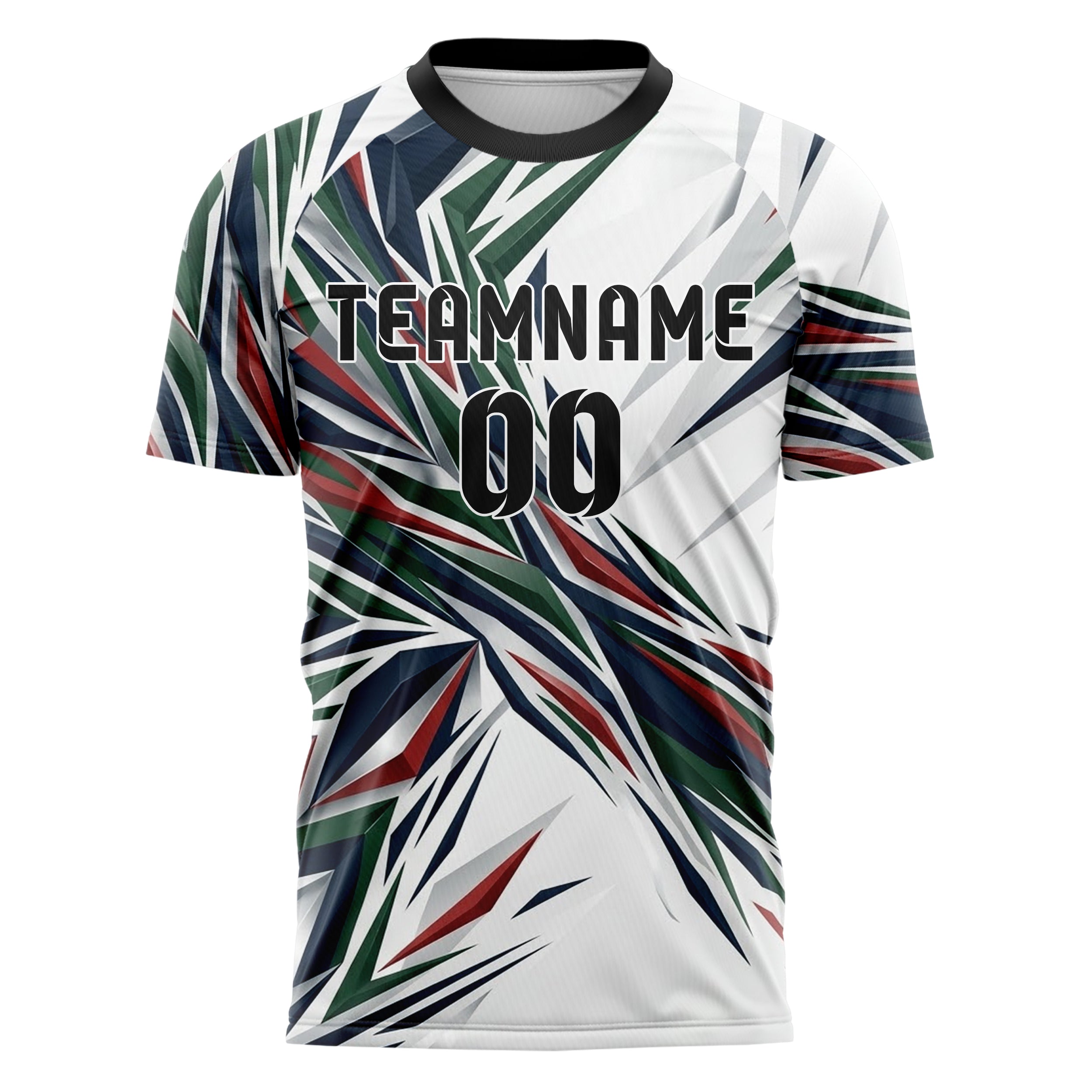 White Navy Hunter Green Red Campus Banner Geometry Custom Soccer Jersey