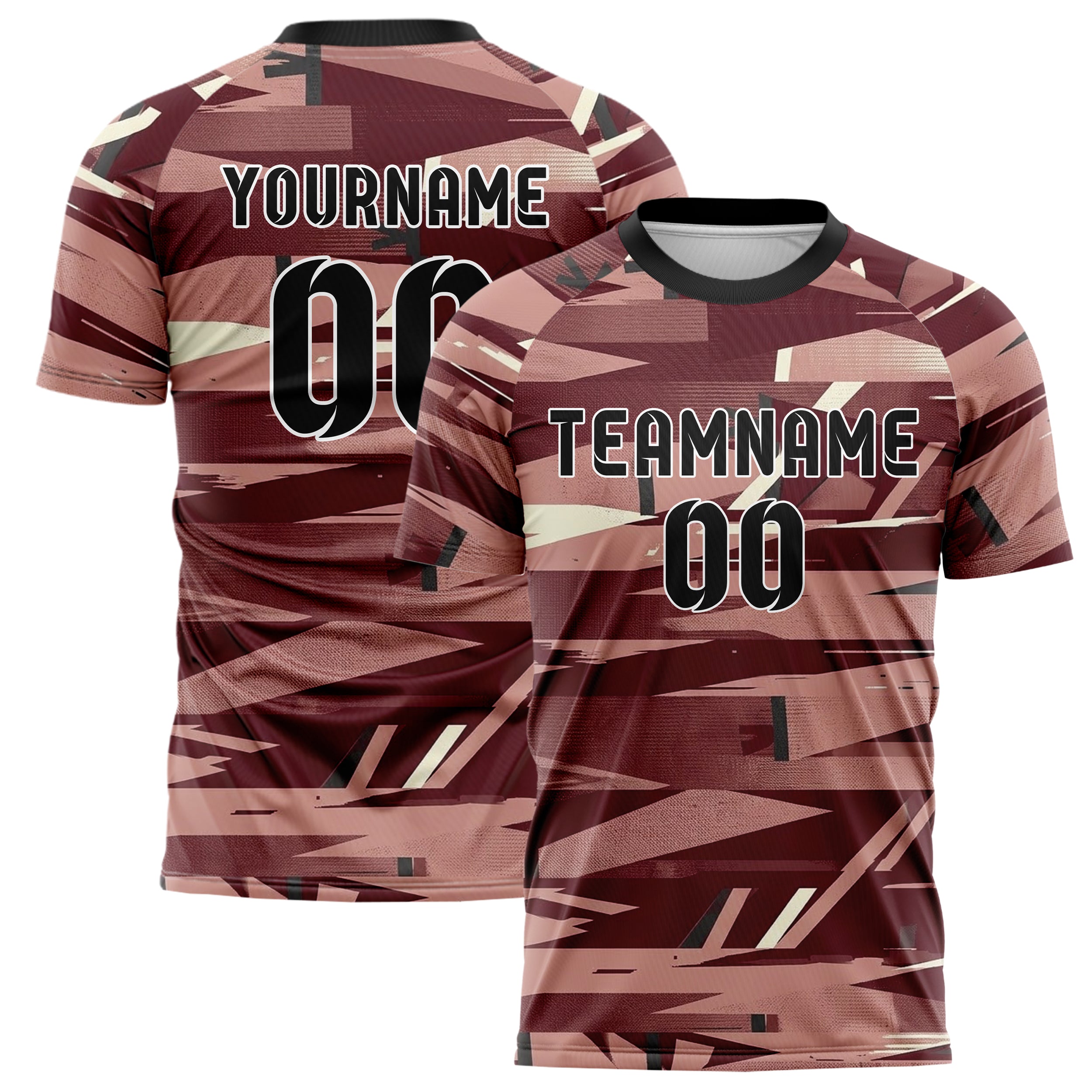 Oxblood Blush Cream Charcoal Trophyroom Pennant Shards Custom Soccer Jersey