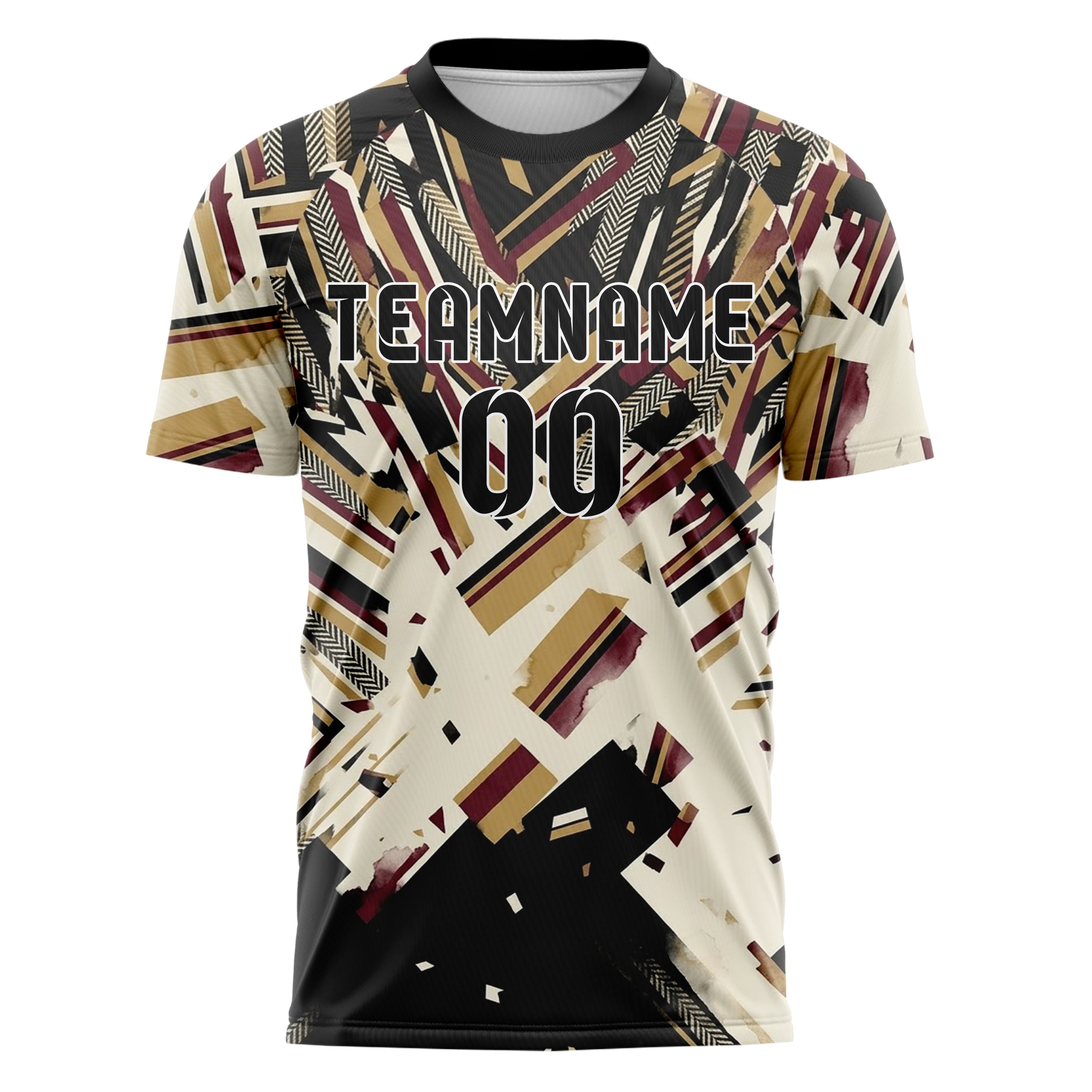 Black Gold Cream Burgundy Collegiate Stripe Heritage Custom Soccer Jersey