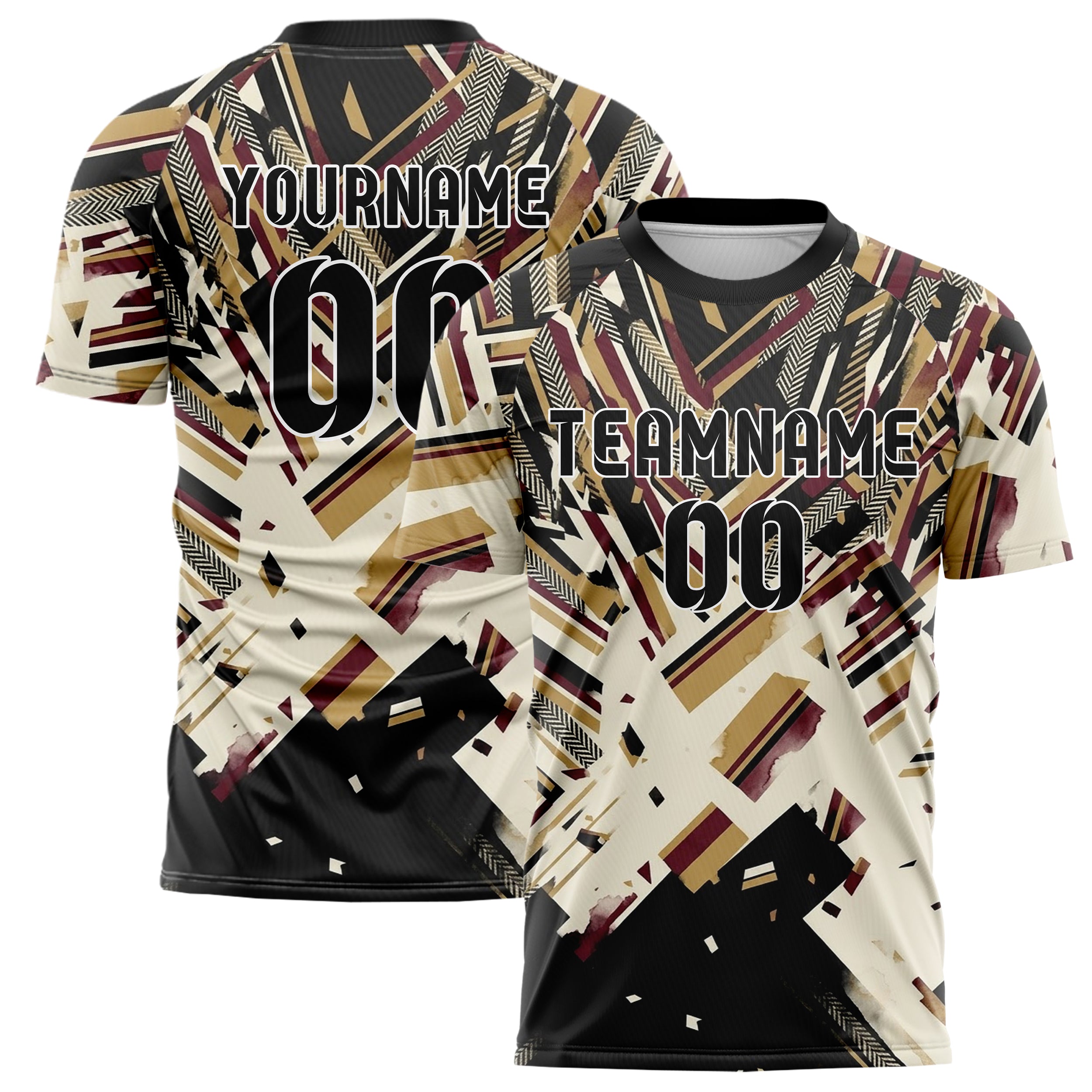 Black Gold Cream Burgundy Collegiate Stripe Heritage Custom Soccer Jersey