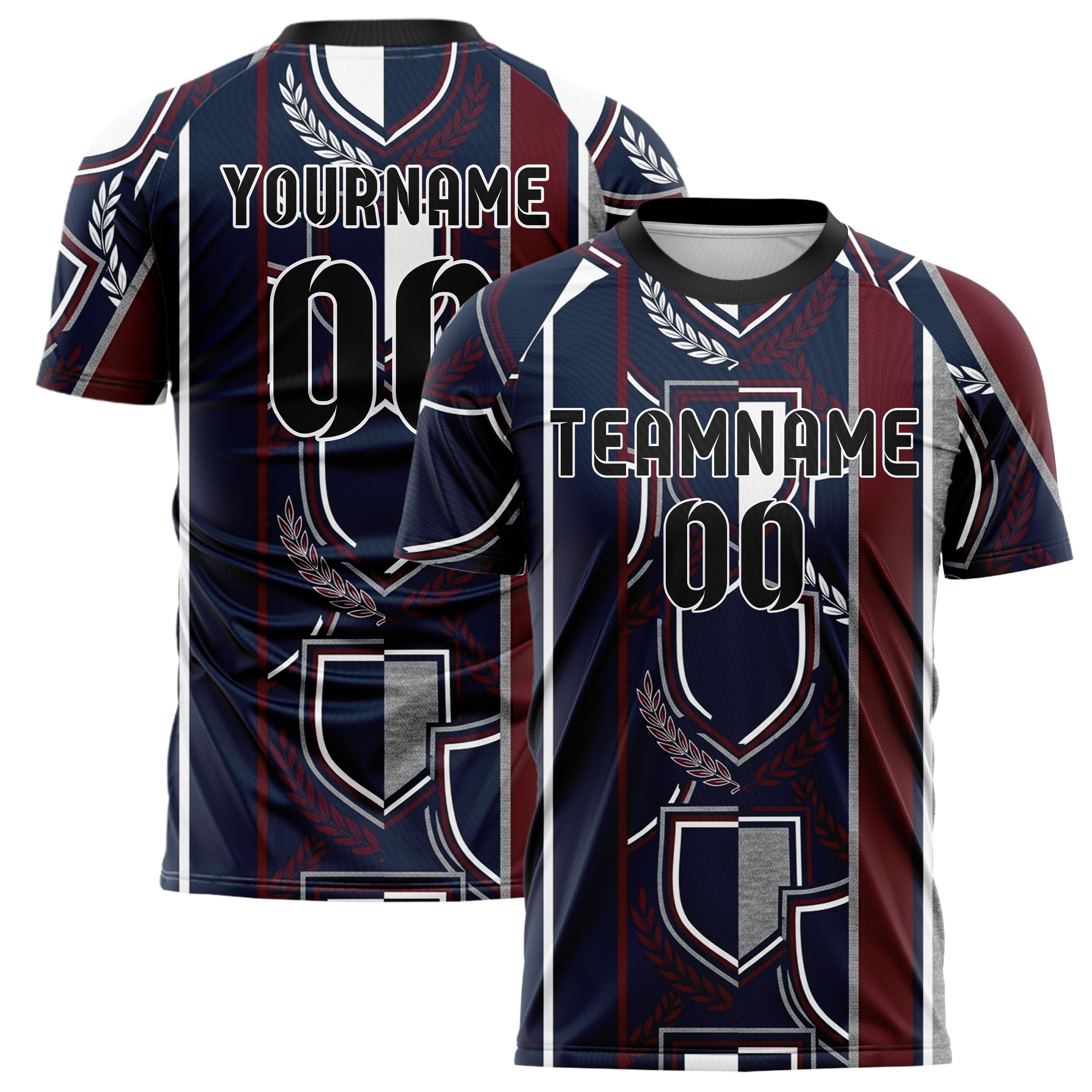 Navy White Maroon Grey Crest Fragment Lattice Custom Soccer Jersey