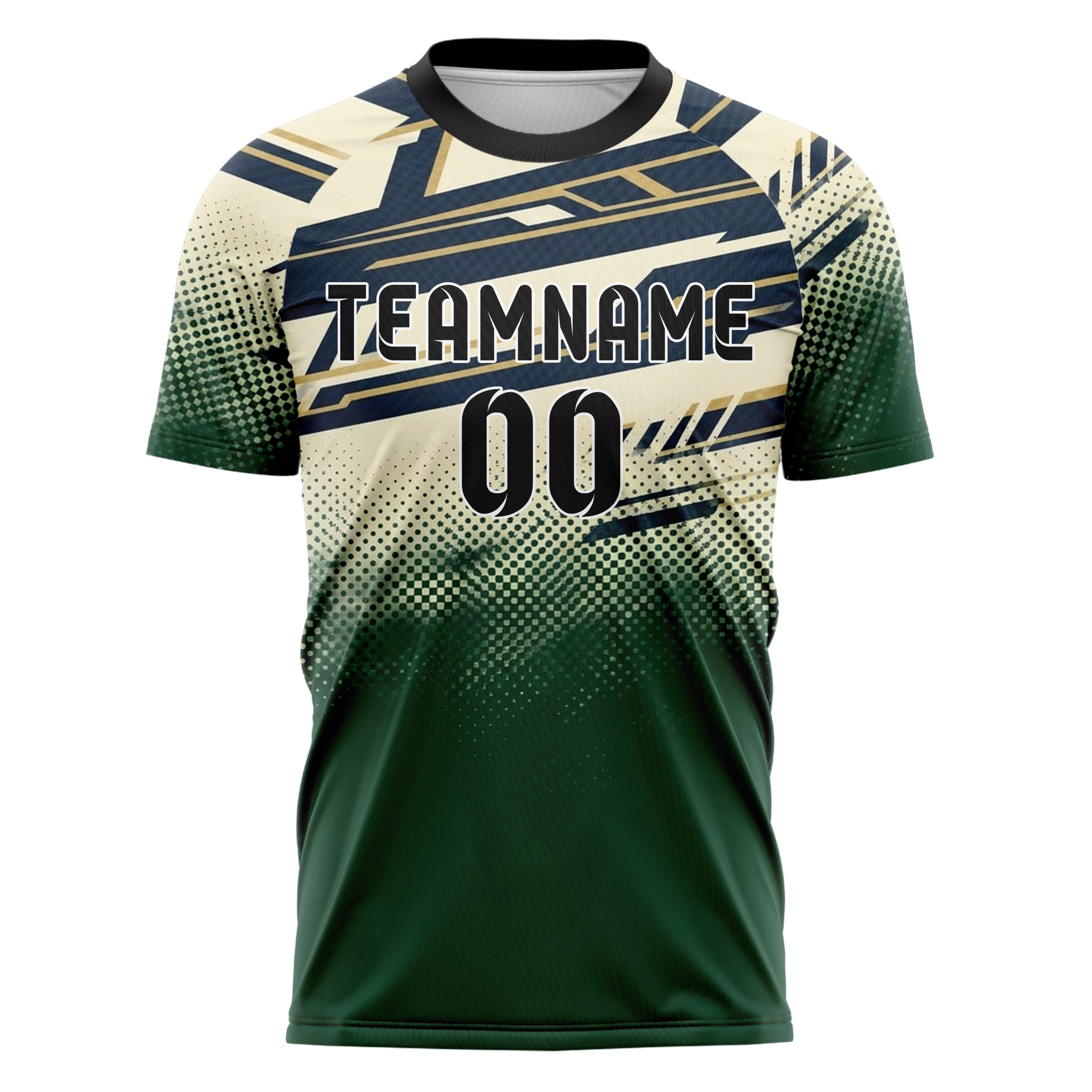 Hunter Green Cream Navy Old Gold Rowing Blazer Lines Custom Soccer Jersey