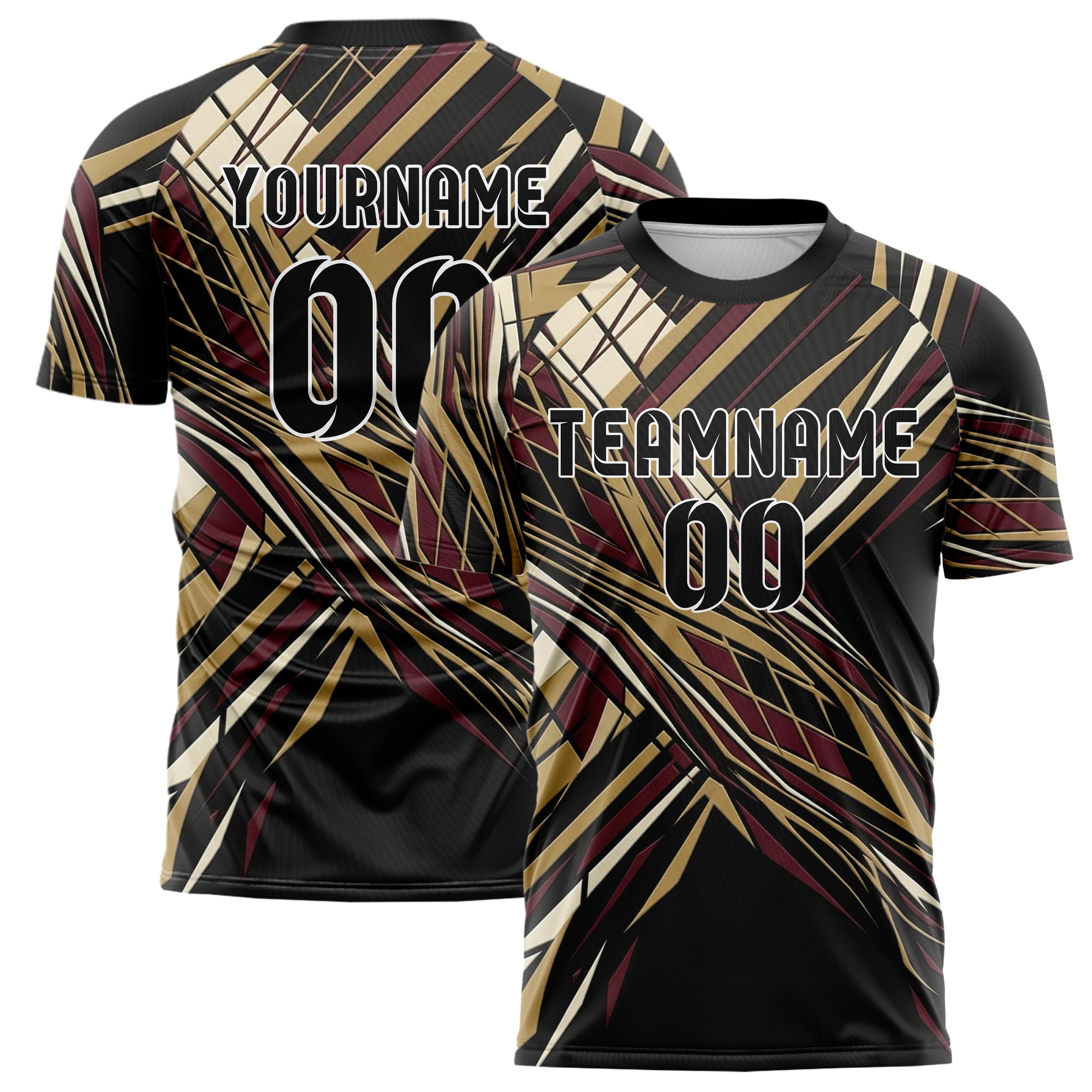 Black Gold Cream Burgundy Varsity Argyle Fracture Custom Soccer Jersey